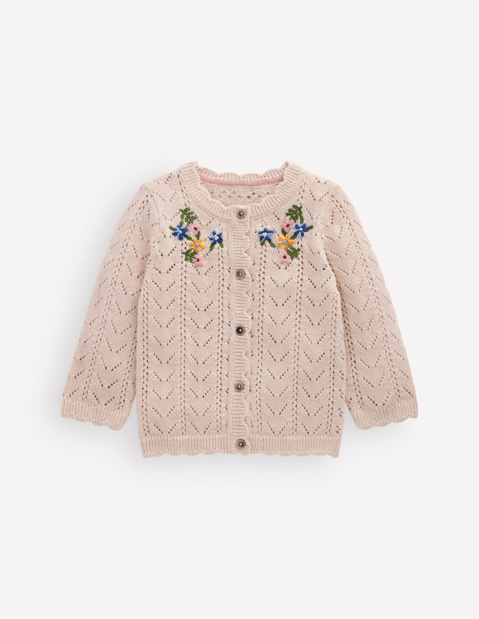Gilet brodé en coton-Broderie mini écru chiné-1