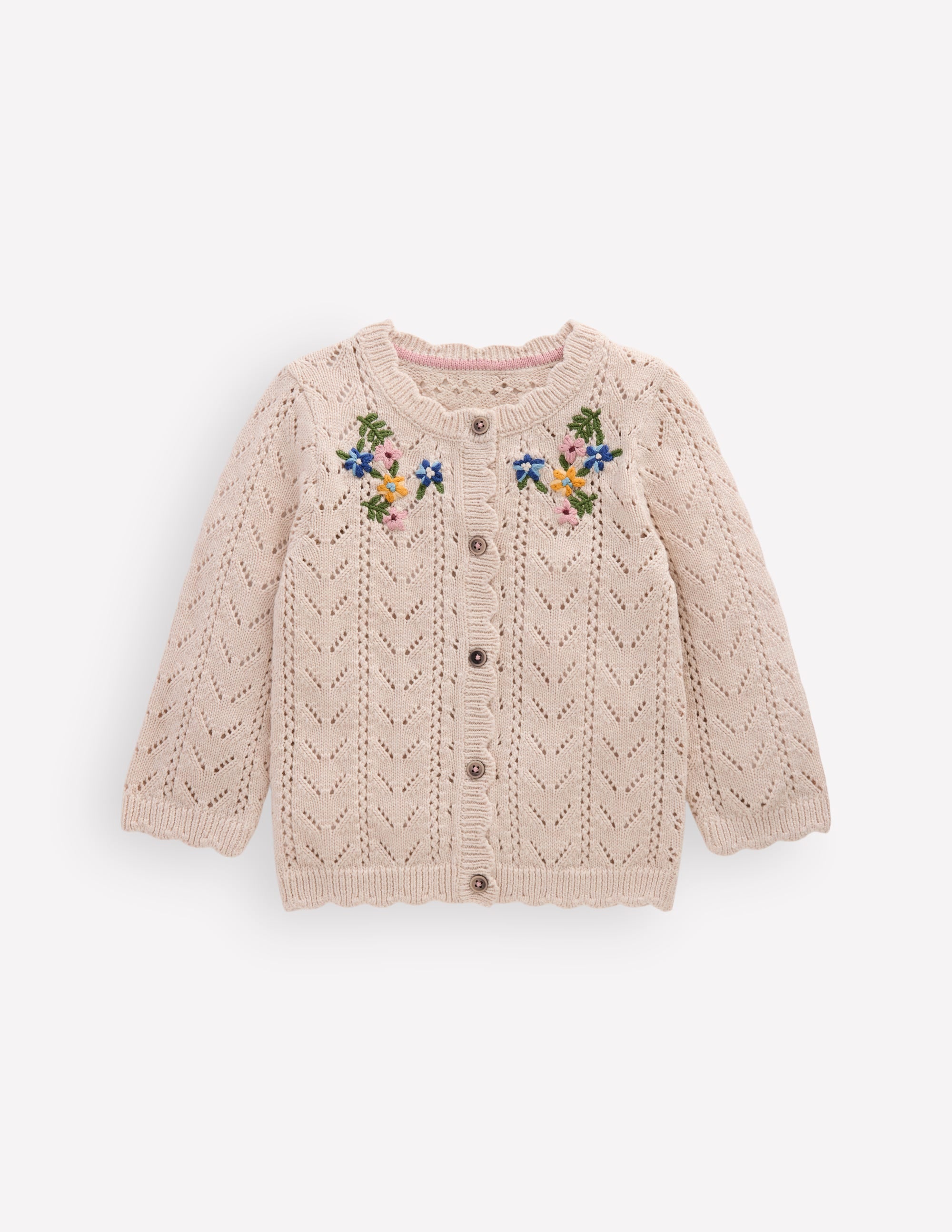 Gilet brodé en coton-Broderie mini écru chiné - Image 1