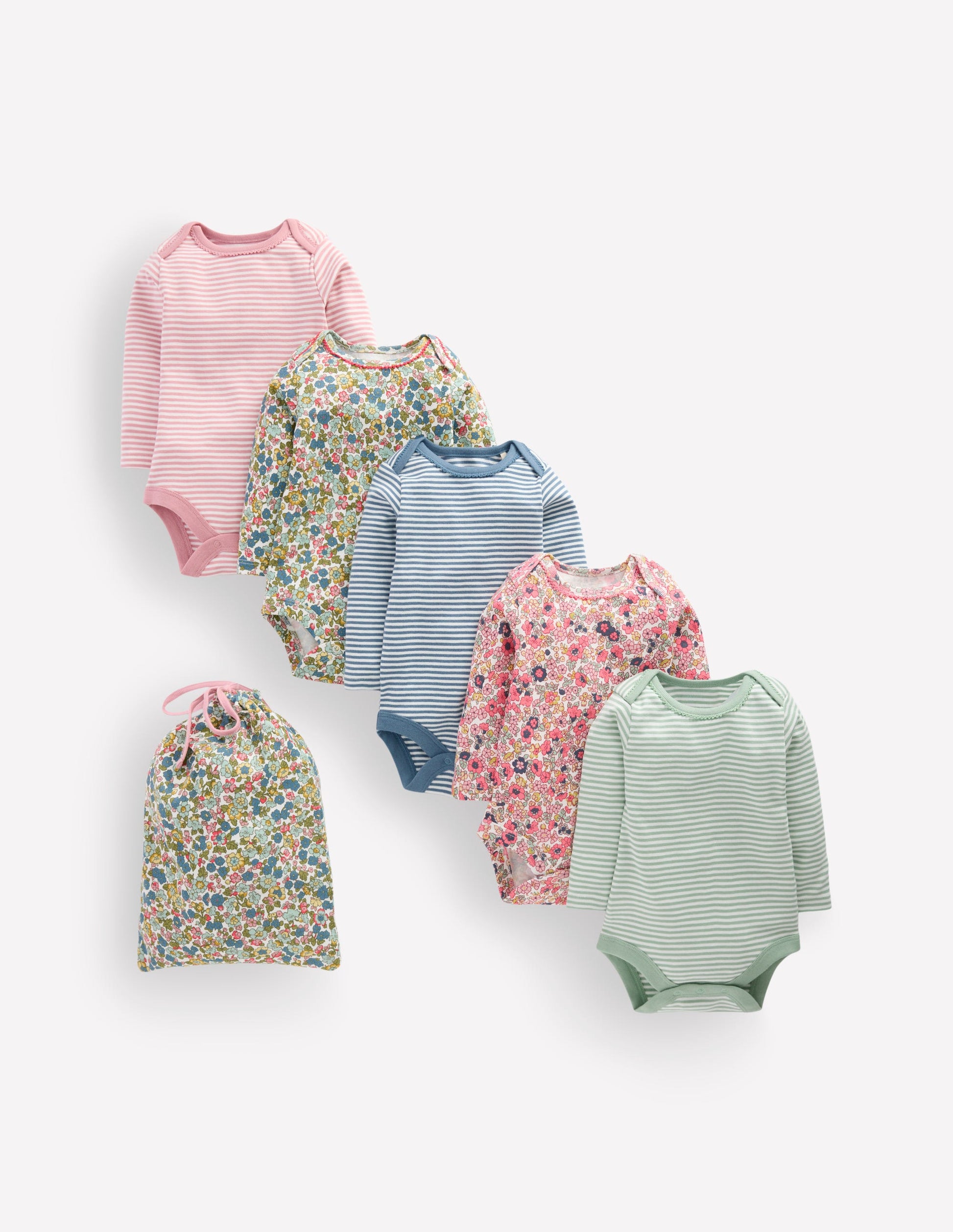 5 bodies en coton-Rayé floral multi-1