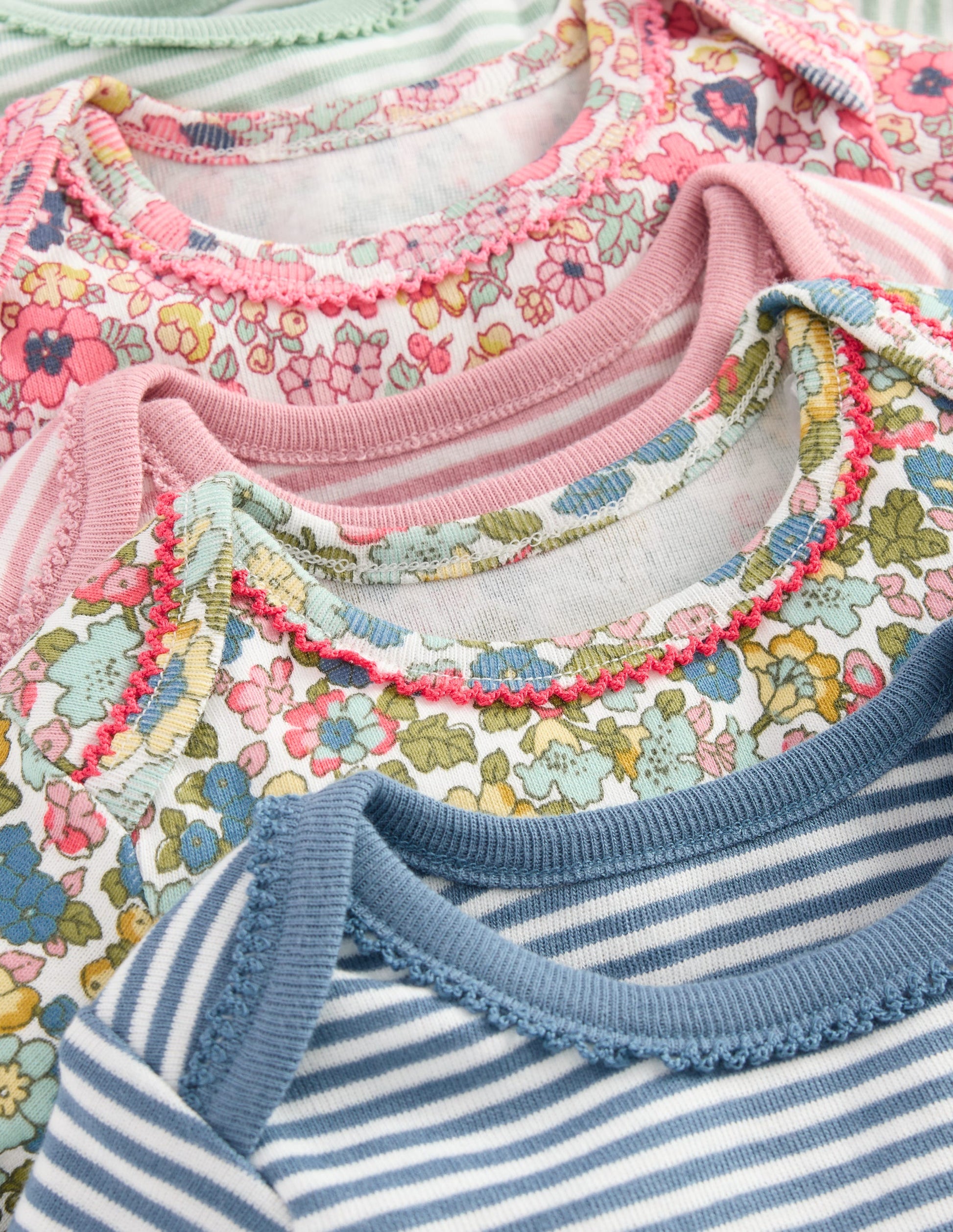 5 bodies en coton-Rayé floral multi-3