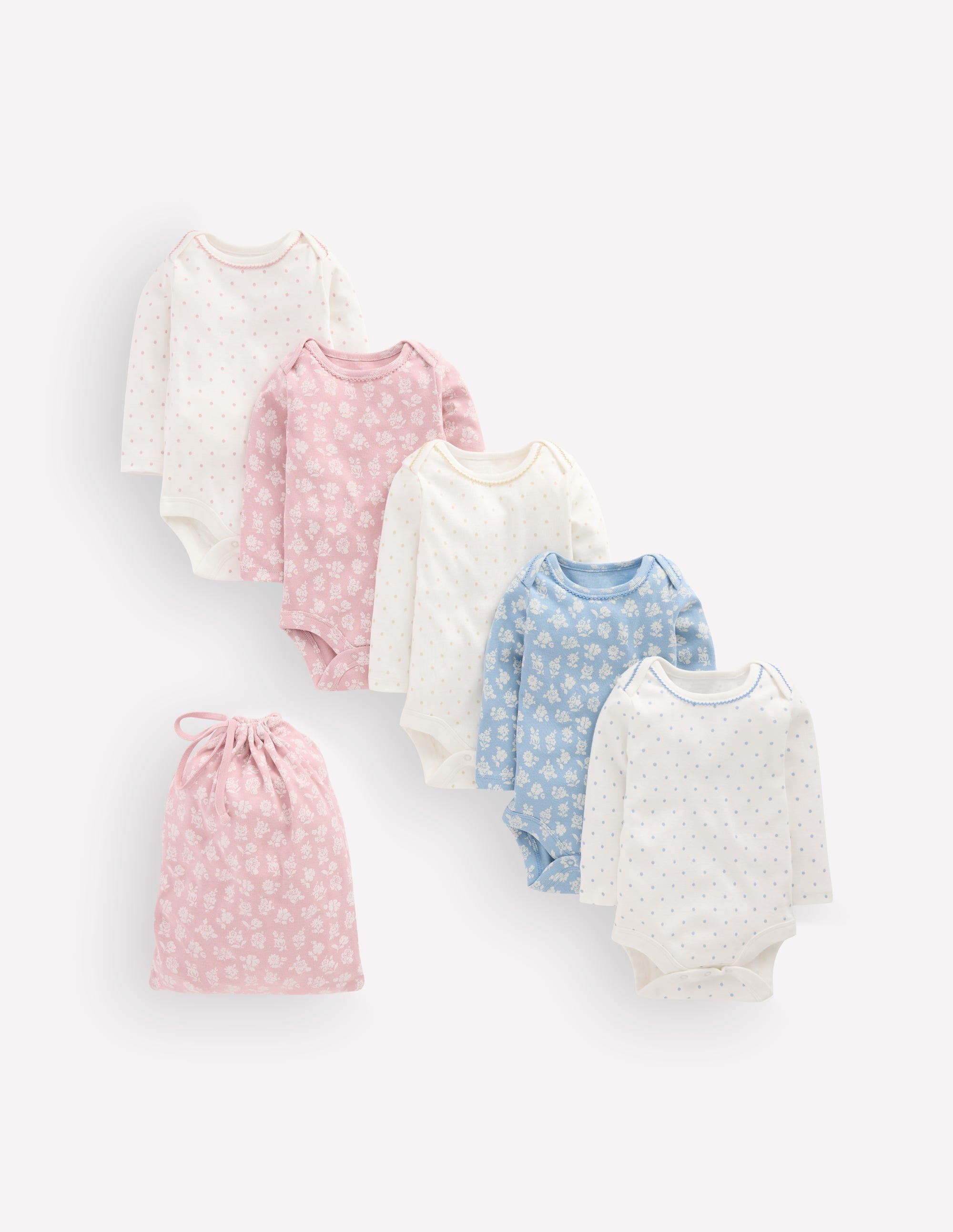 5 bodies en coton-Pois fleurs multi - Image 1