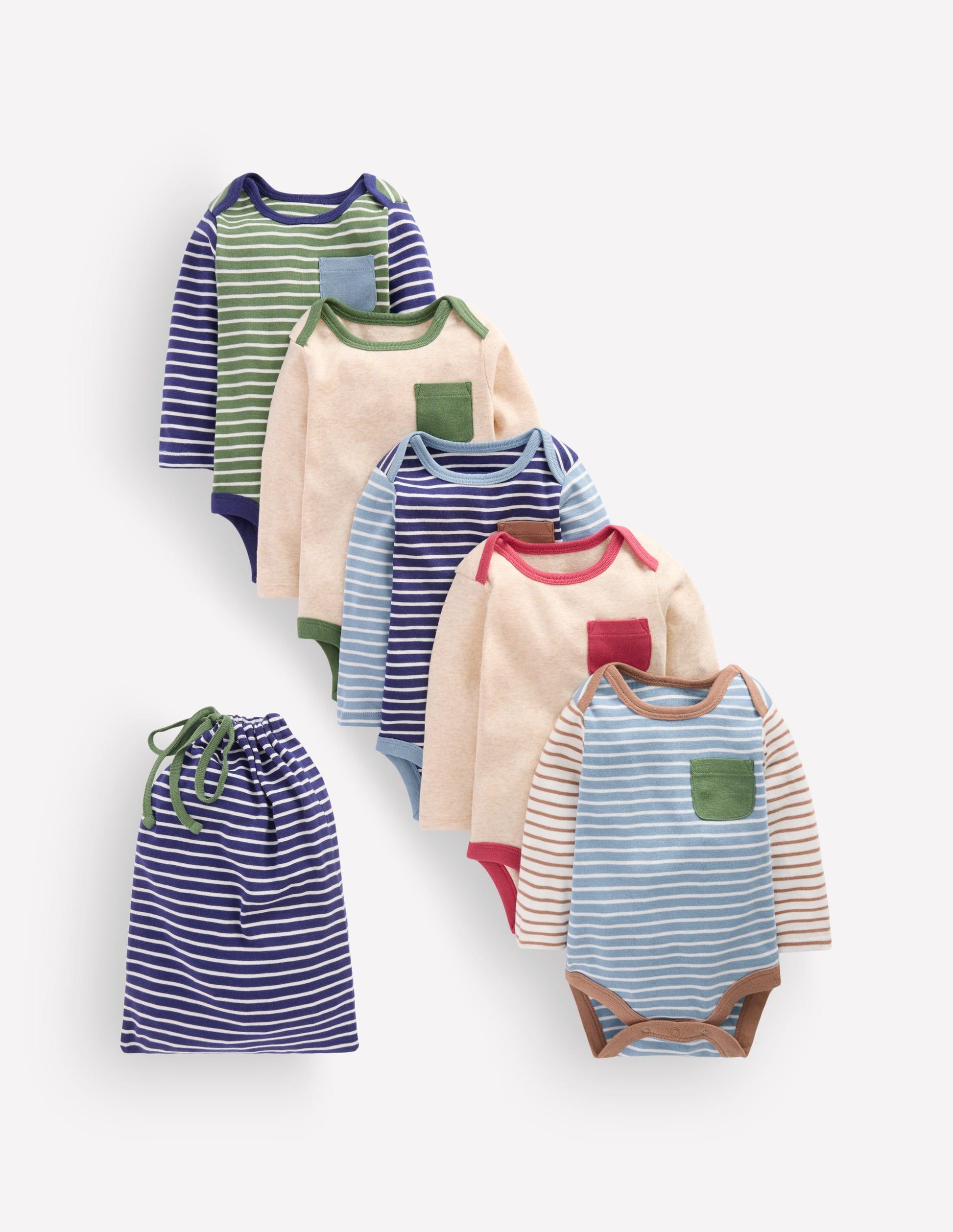 5 bodies en coton-À Rayures Multicolores-1
