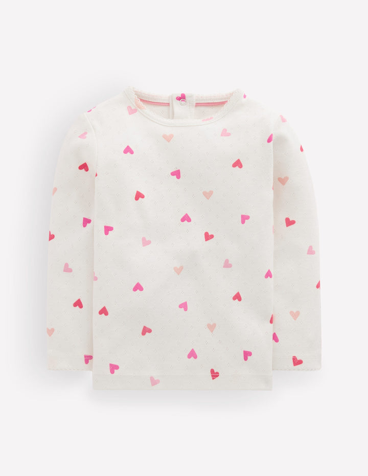 Top en coton et pointelle-Cœur