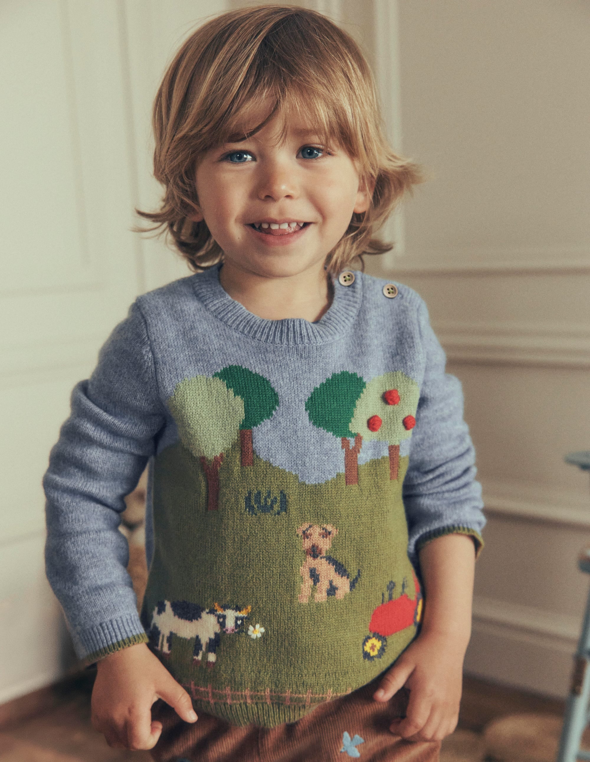Pull en coton à logo-Scène à la ferme multi - Image 1