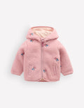 Bestickte Teddyfelljacke-Pink Geblümt
