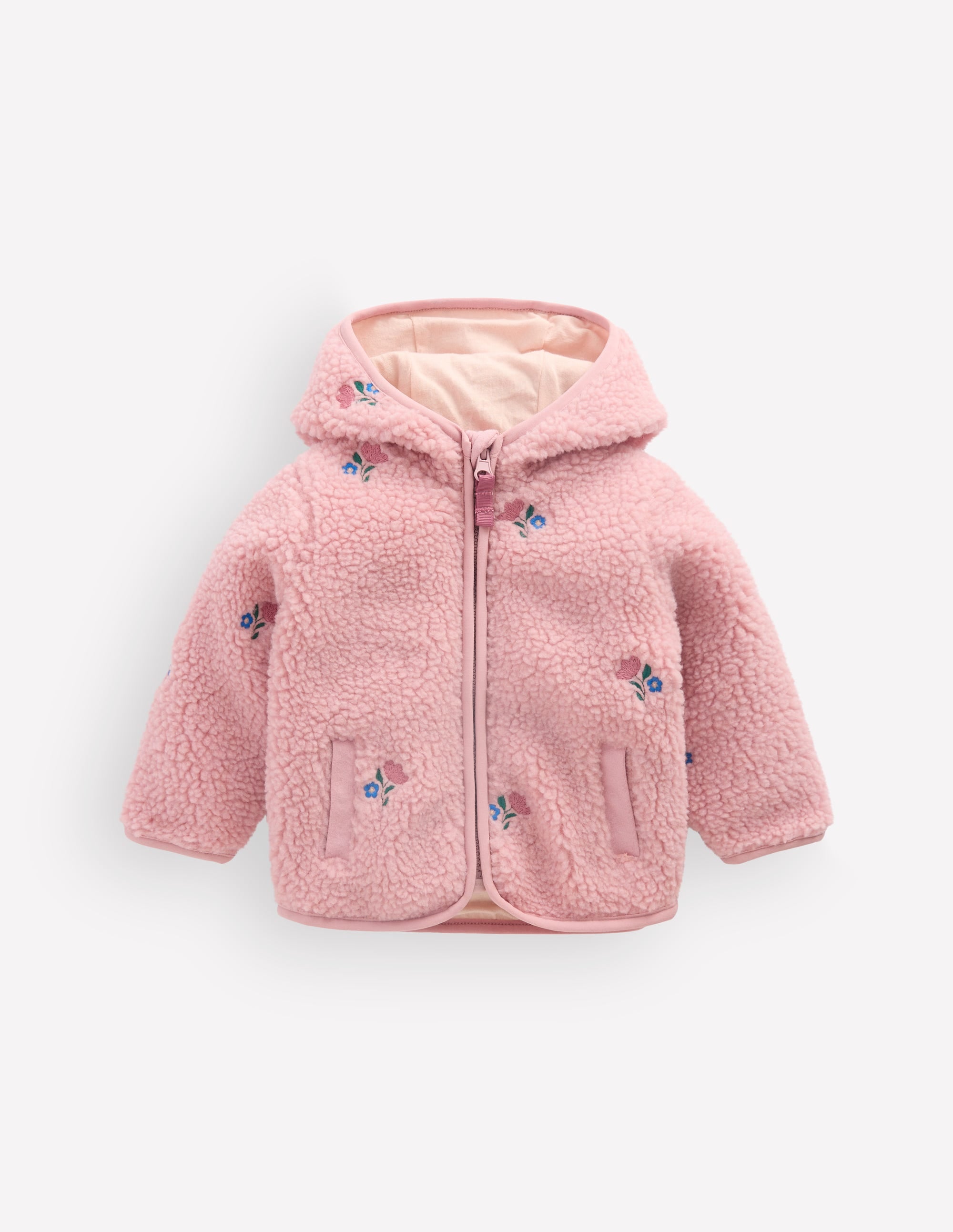 Bestickte Teddyfelljacke-Pink Geblümt - Image 2