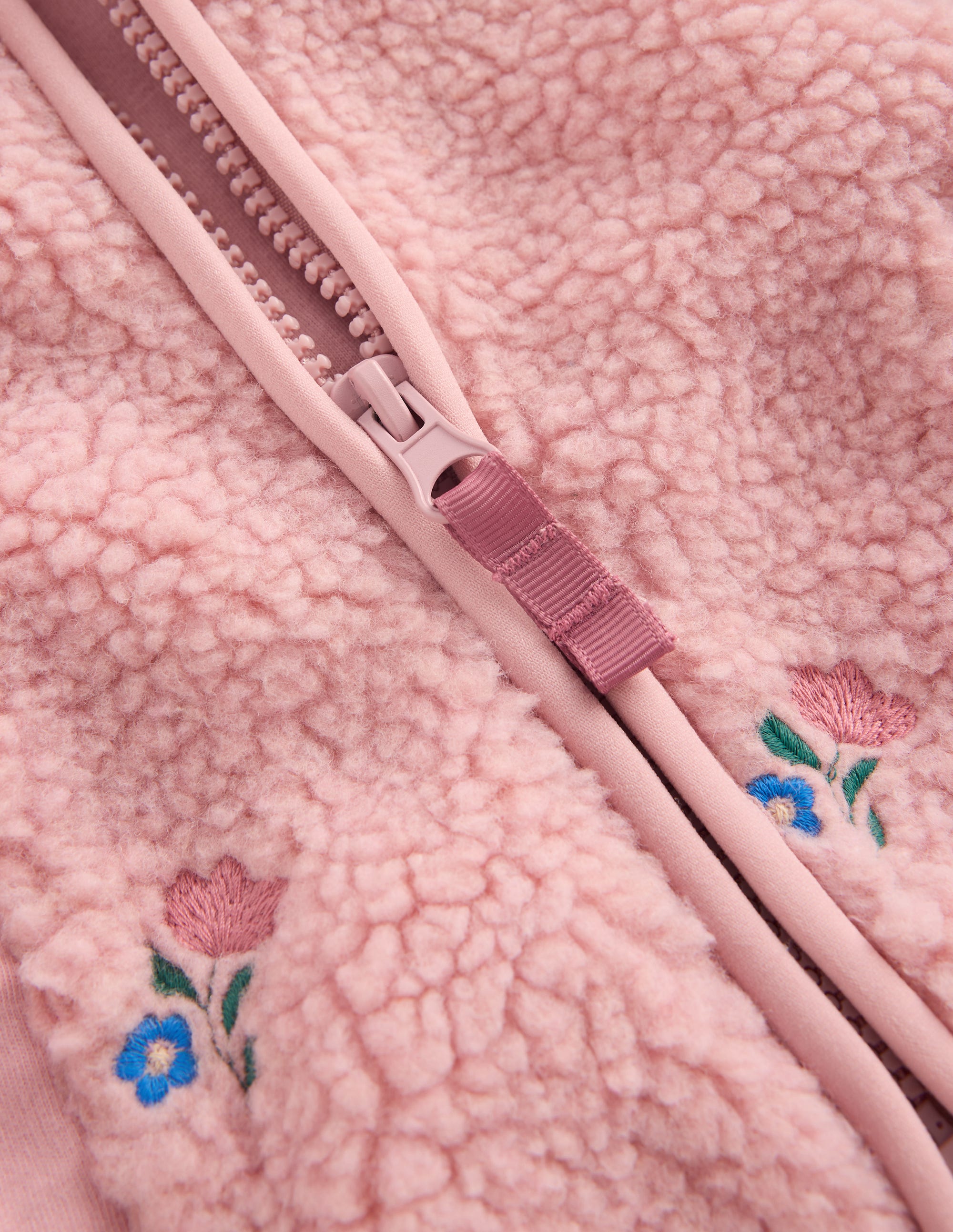 Bestickte Teddyfelljacke-Pink Geblümt - Image 4