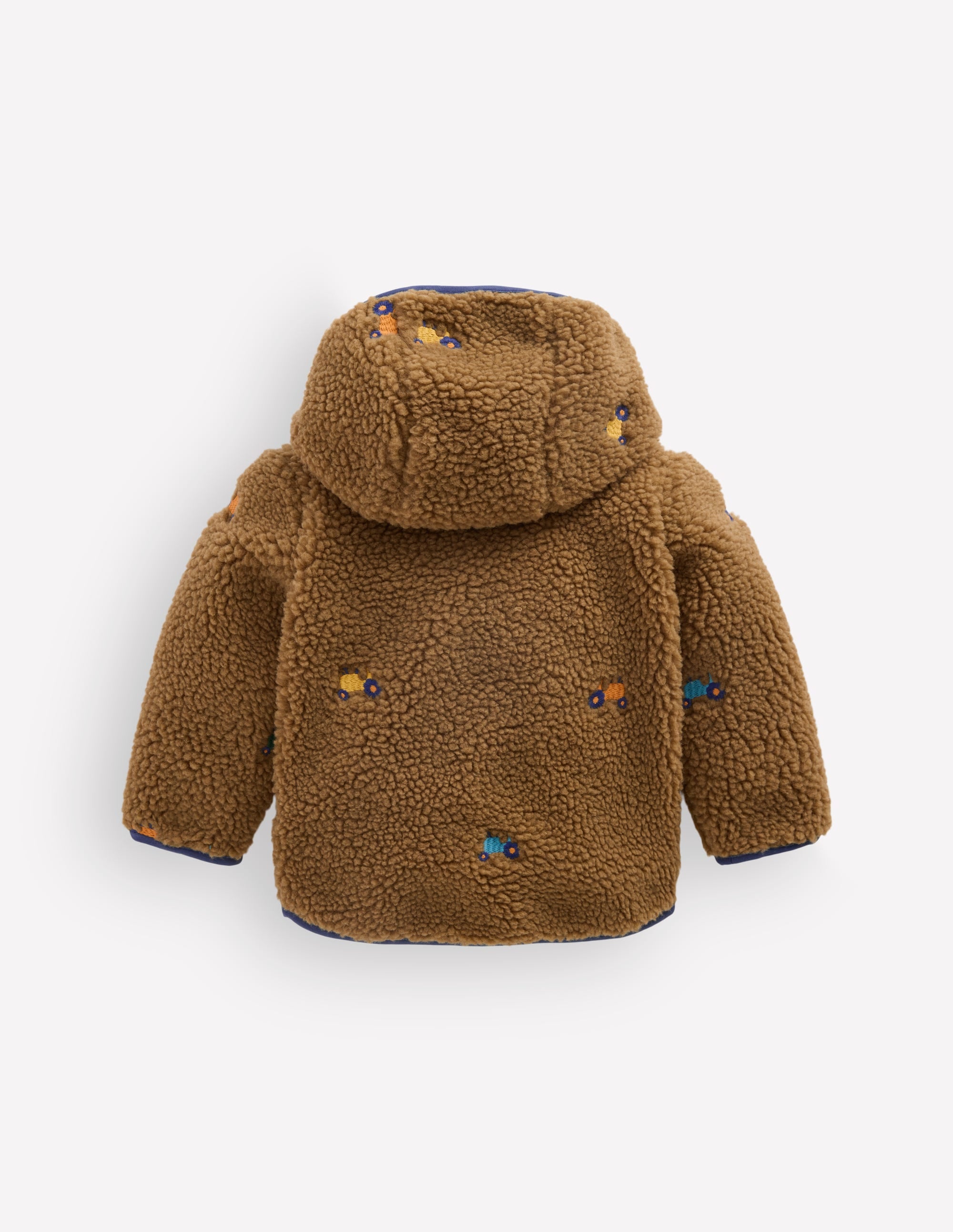 Bestickte Teddyfelljacke-Braun Bunt Traktoren - Image 2