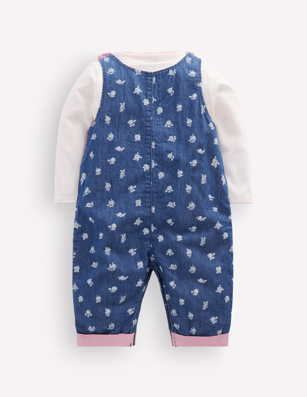 Ensemble avec salopette tissée-Roses chambray-2