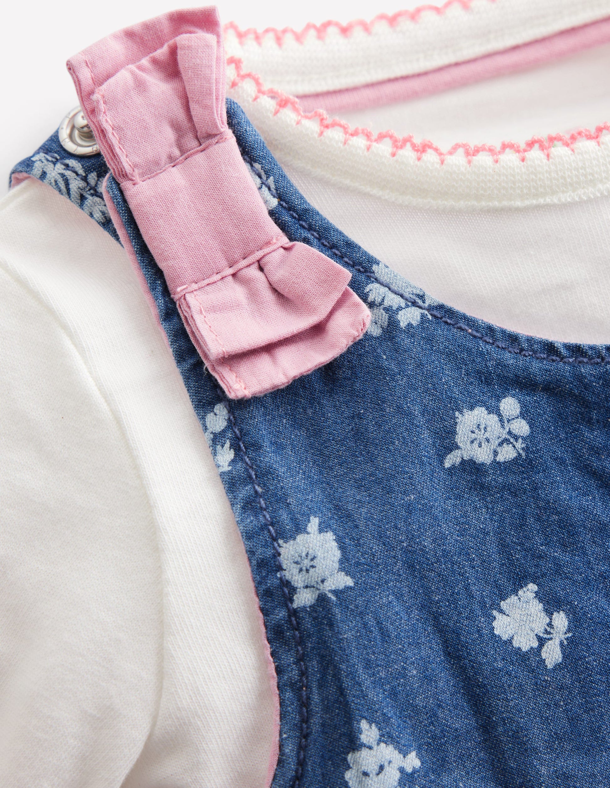 Ensemble avec salopette tissée-Roses chambray-3