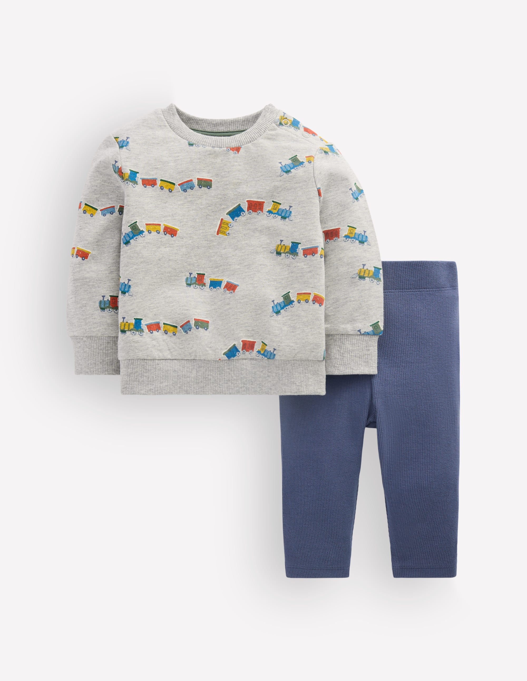 Ensemble sweat et legging-Trains gris chiné - Image 1