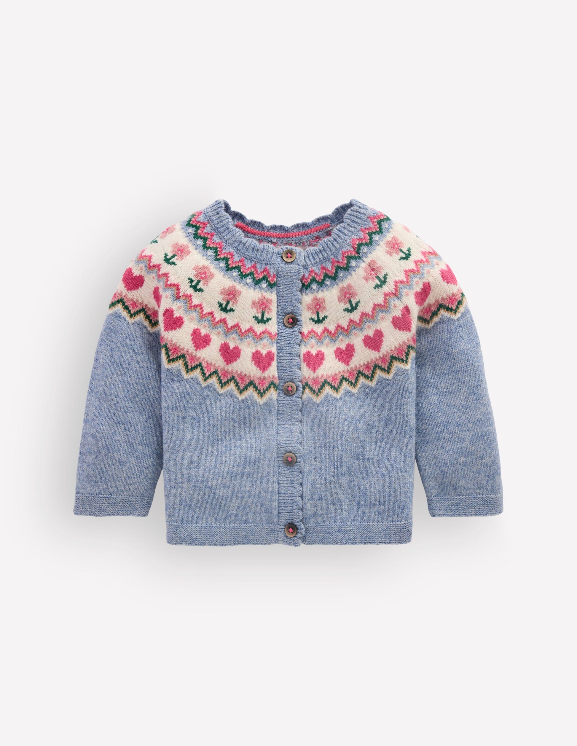 Fair-Isle-Strickjacke-Gletscherblau Meliert-1