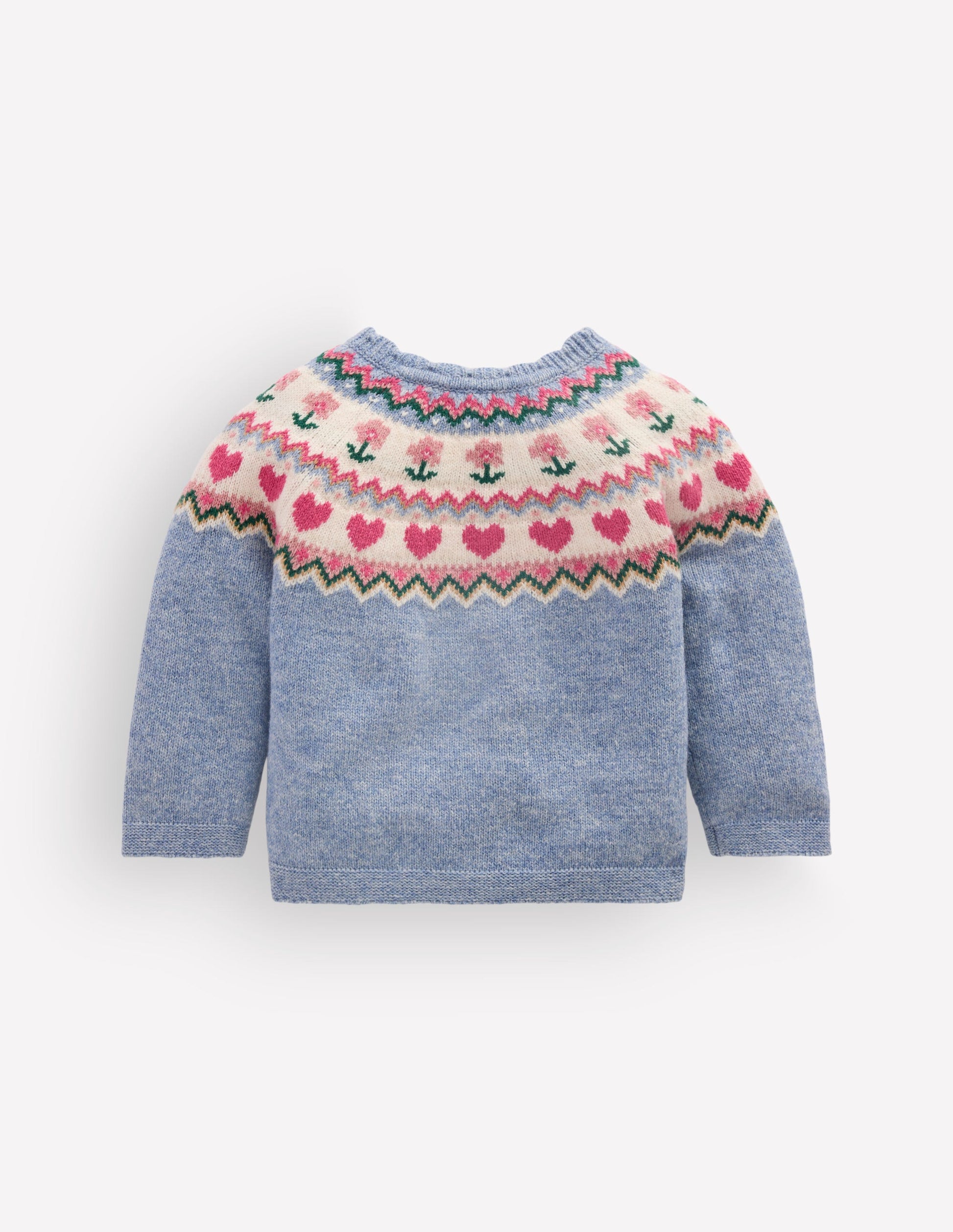 Fair-Isle-Strickjacke-Gletscherblau Meliert-2