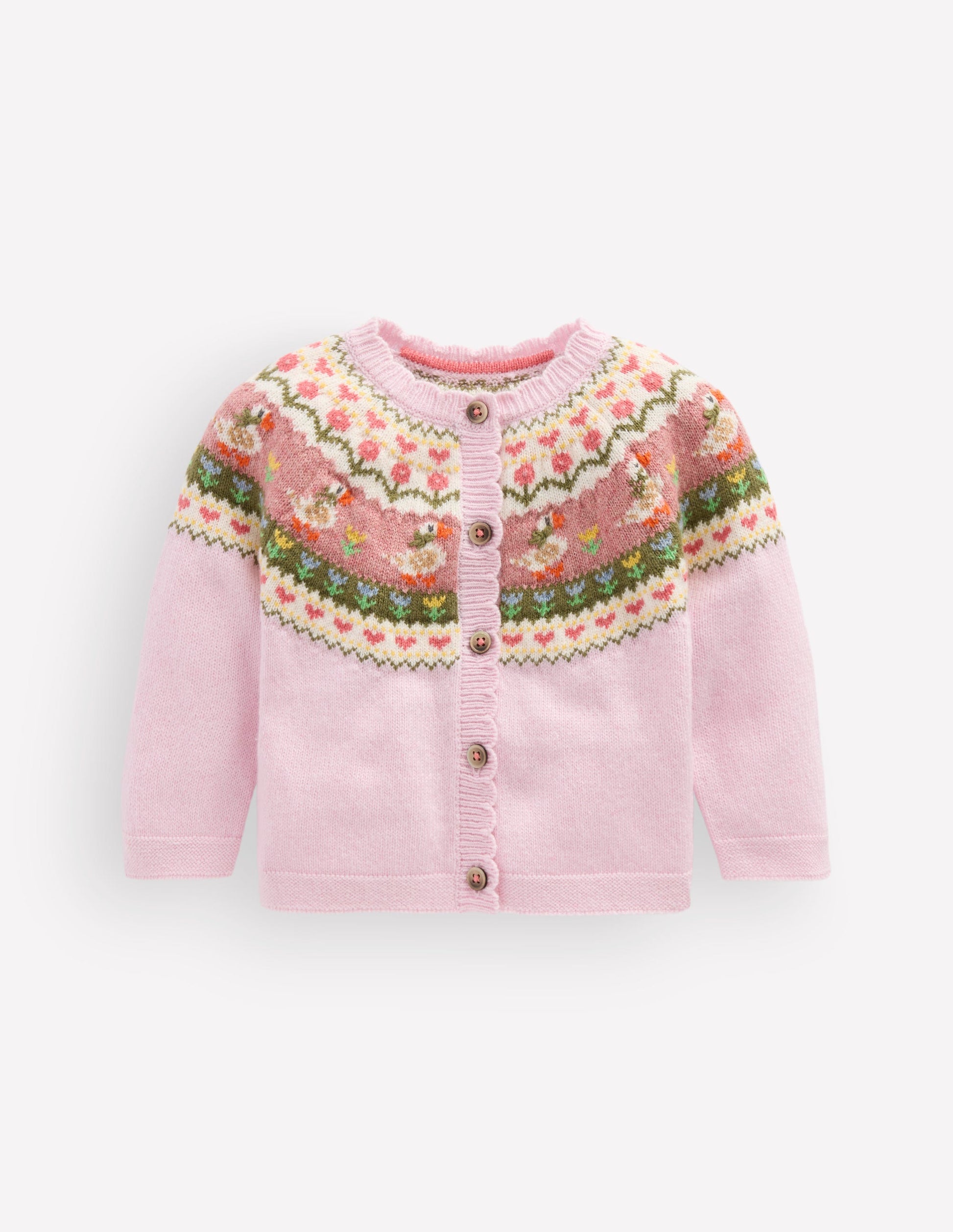 Fair-Isle-Strickjacke-Kreiderosa Gänse Fair Isle-1