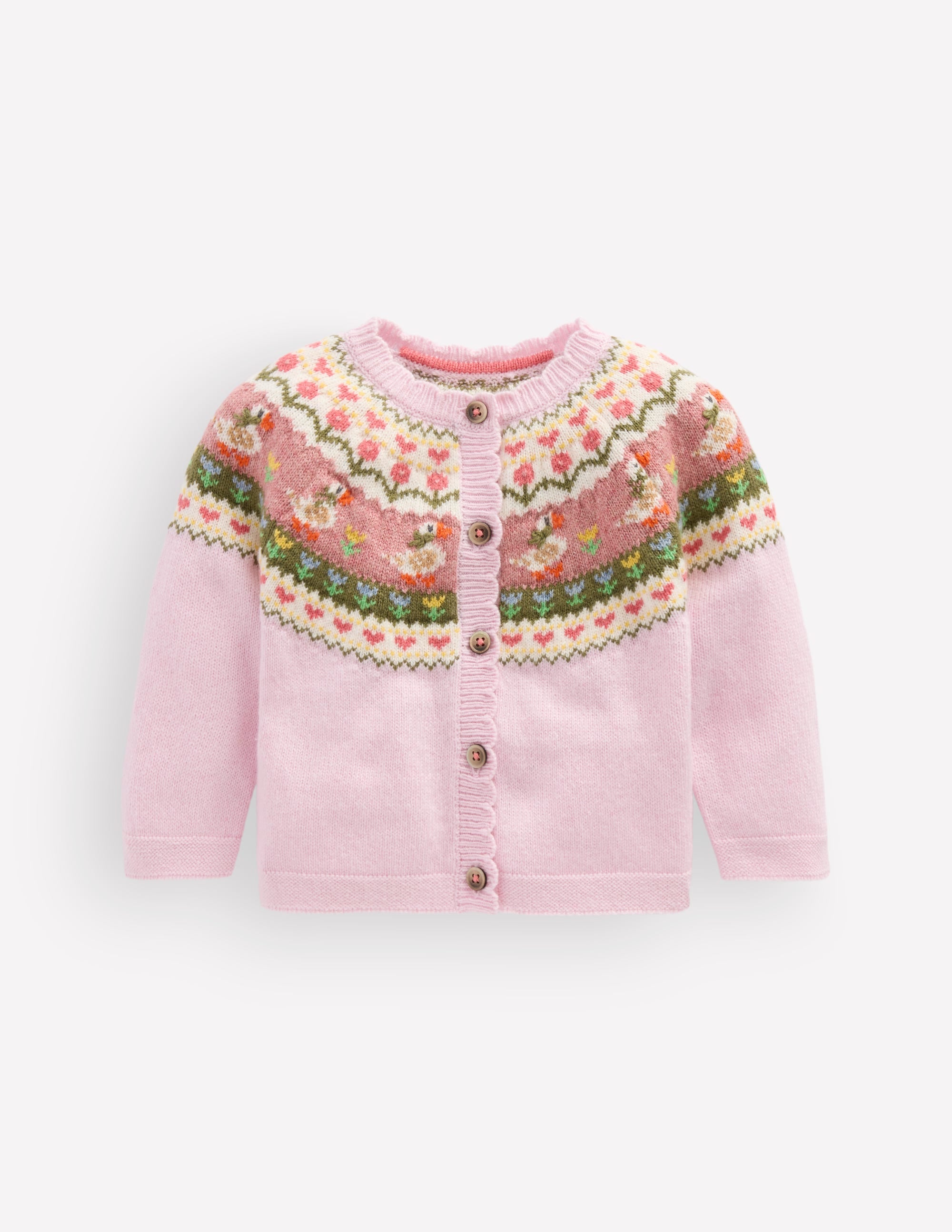 Fair-Isle-Strickjacke-Kreiderosa Gänse Fair Isle - Image 1