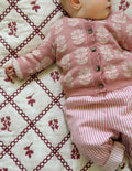 Fair-Isle-Strickjacke-Rosa Heidekraut Meliert