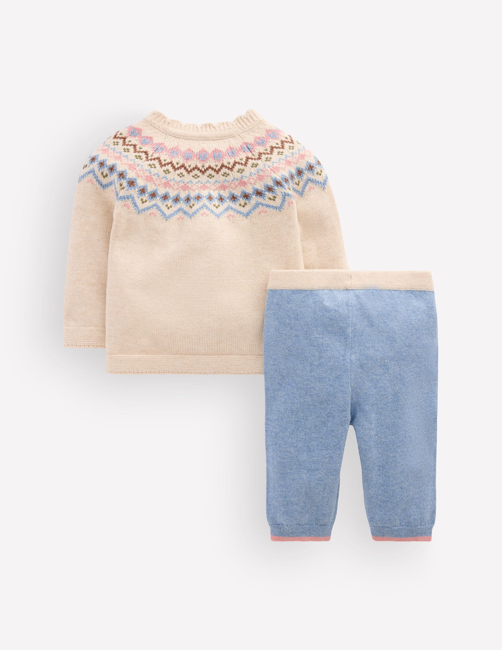 Spielset aus Fair-Isle-Strick-Beige Meliert-3