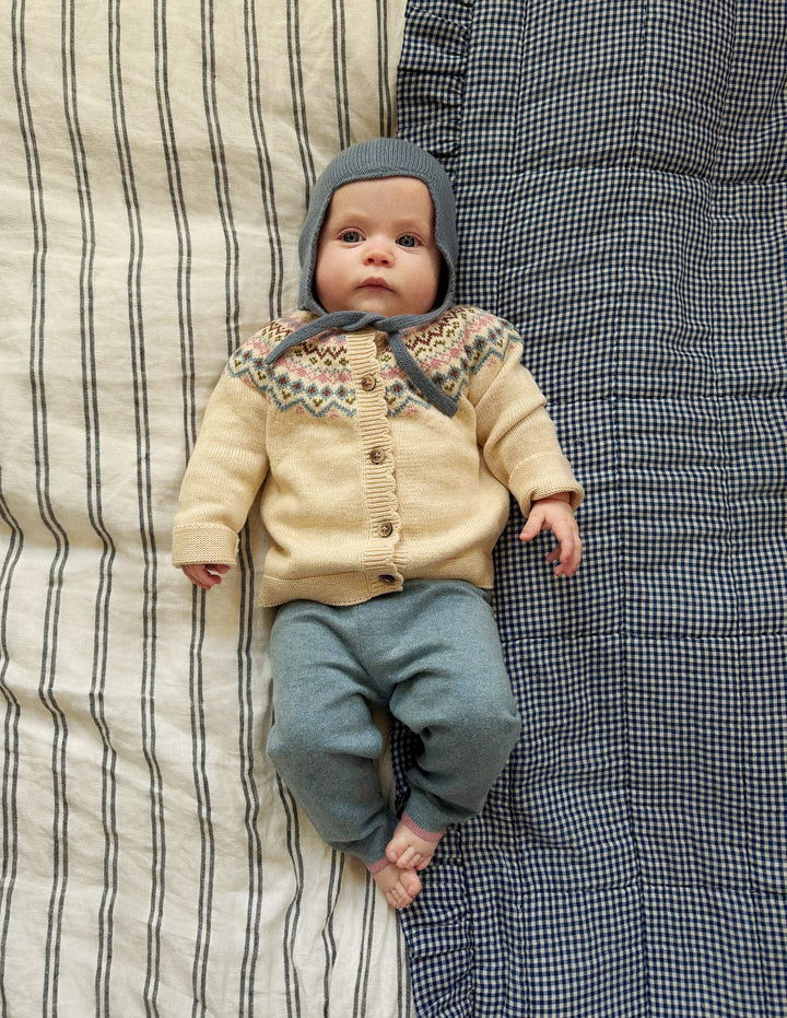 Spielset aus Fair-Isle-Strick-Beige Meliert