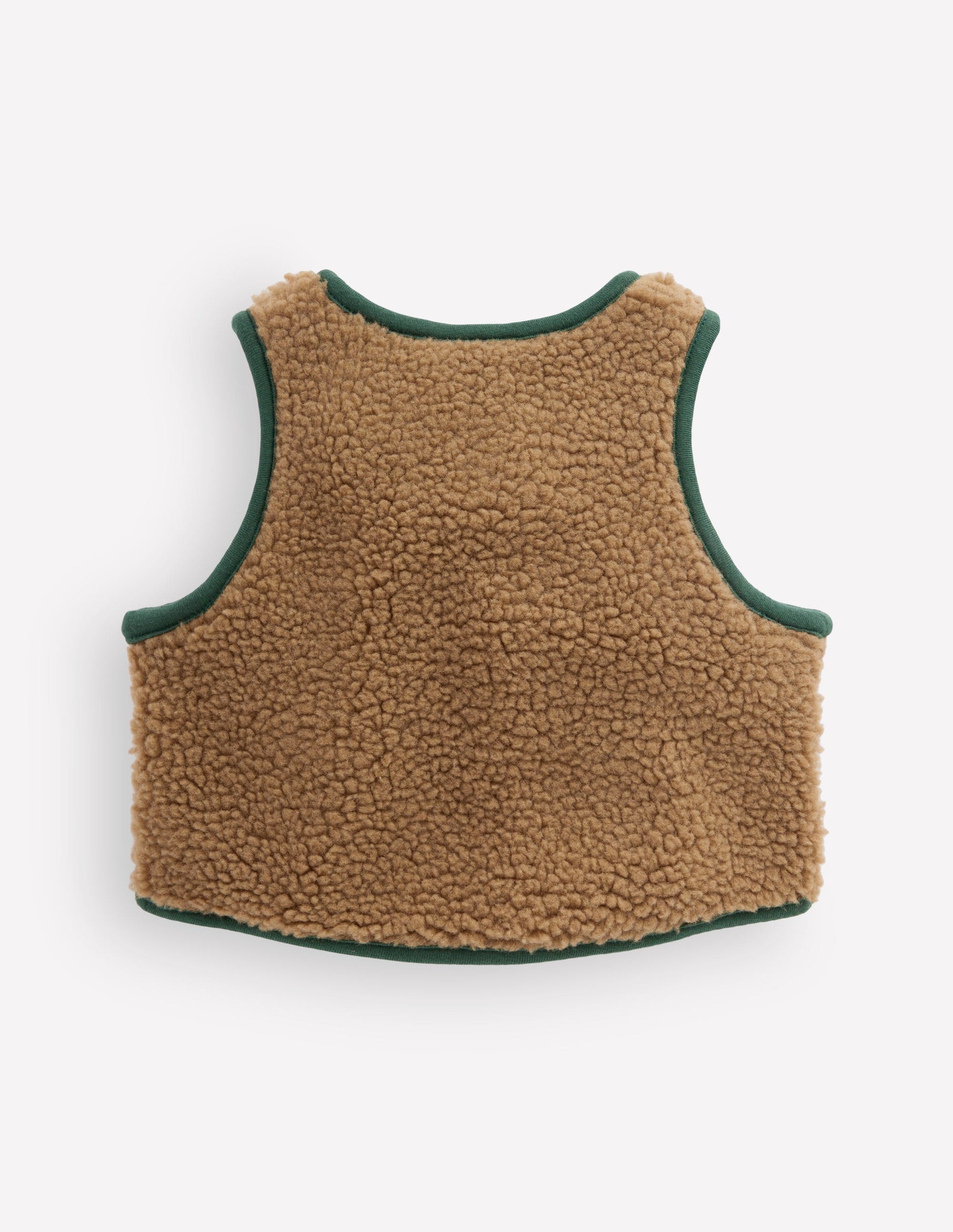 Einfarbige Teddyfellweste-Braun und Dunkelgrün-2