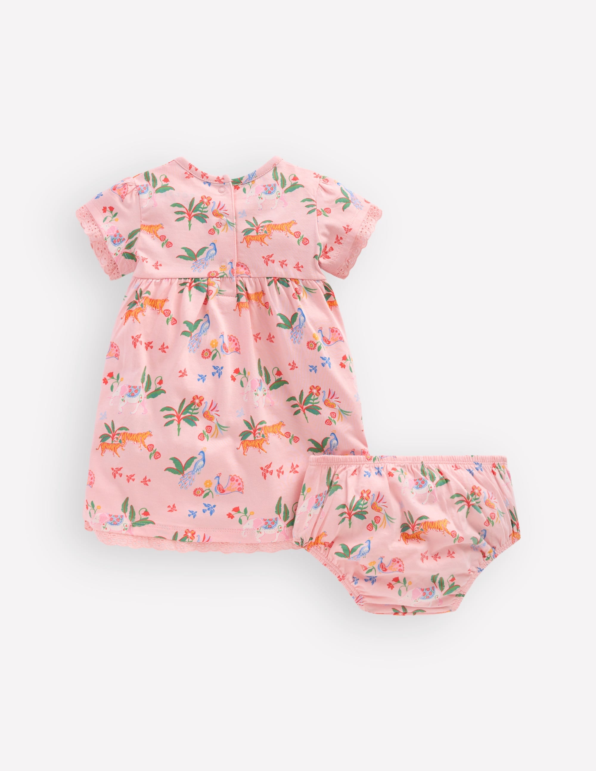 Jerseykleid mit Lochstickerei-Rosa Tropische Tiere - Image 2
