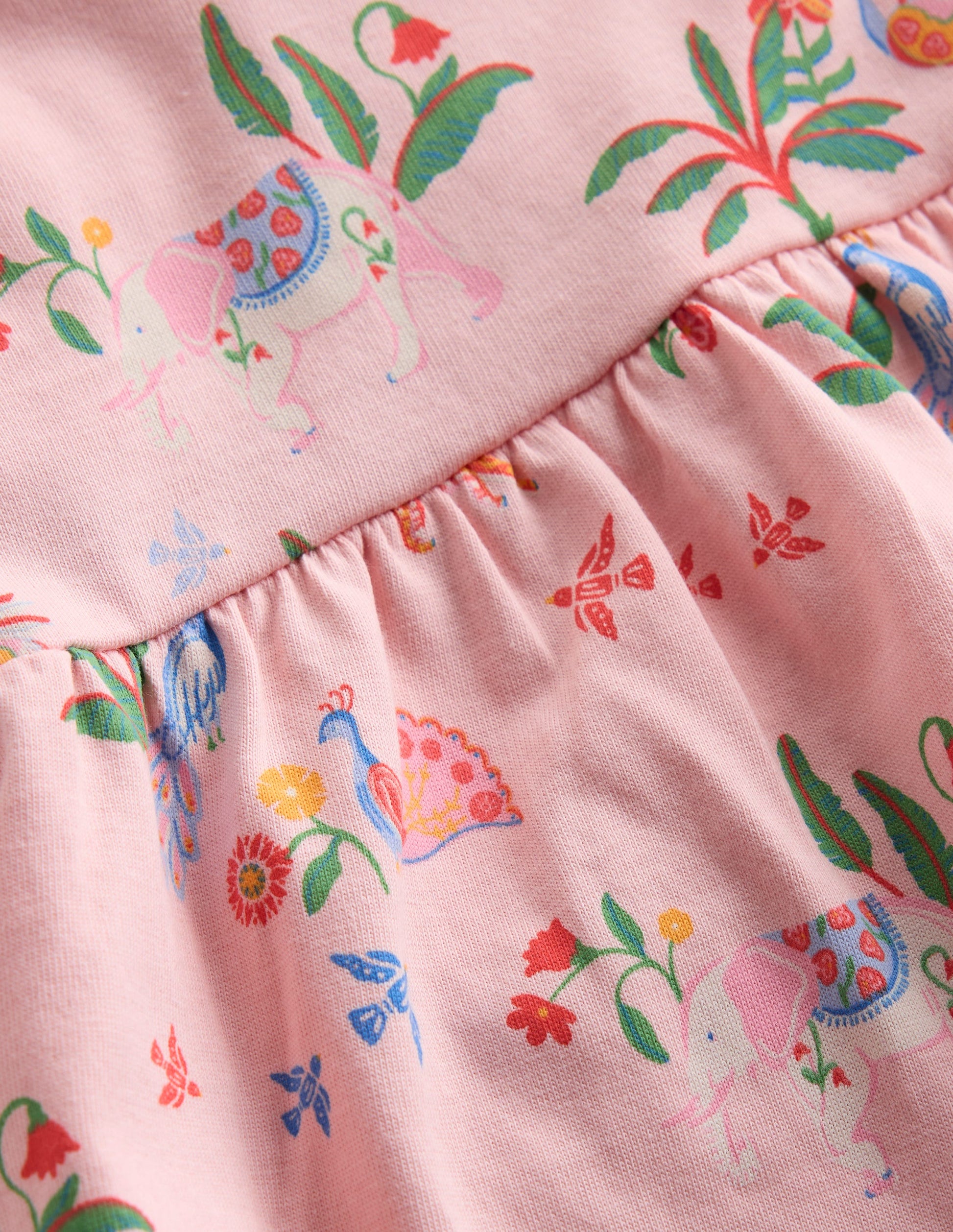 Jerseykleid mit Lochstickerei-Rosa Tropische Tiere-4