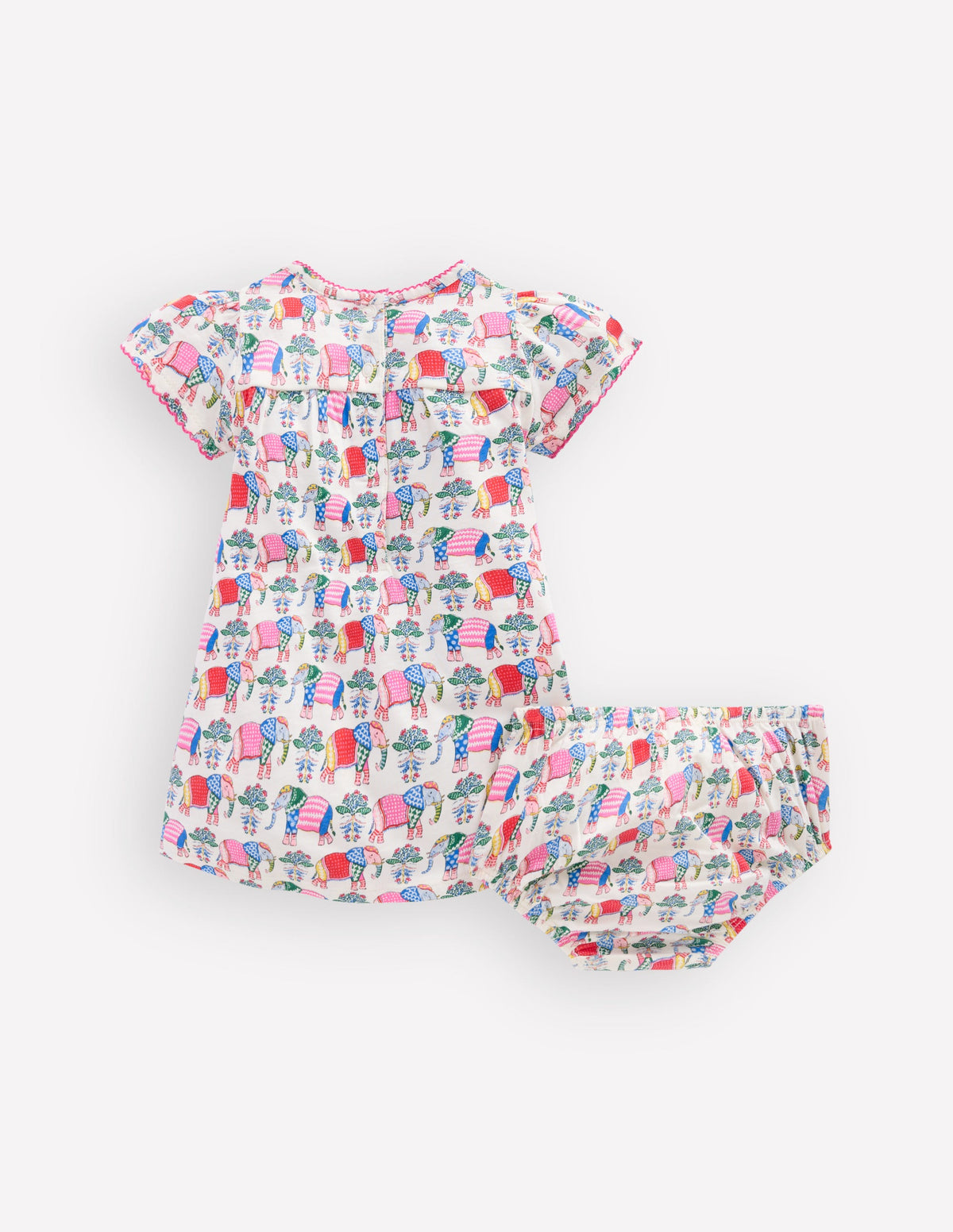 Gerafftes Jerseykleid-Bunt Kleine Elefanten - Image 2