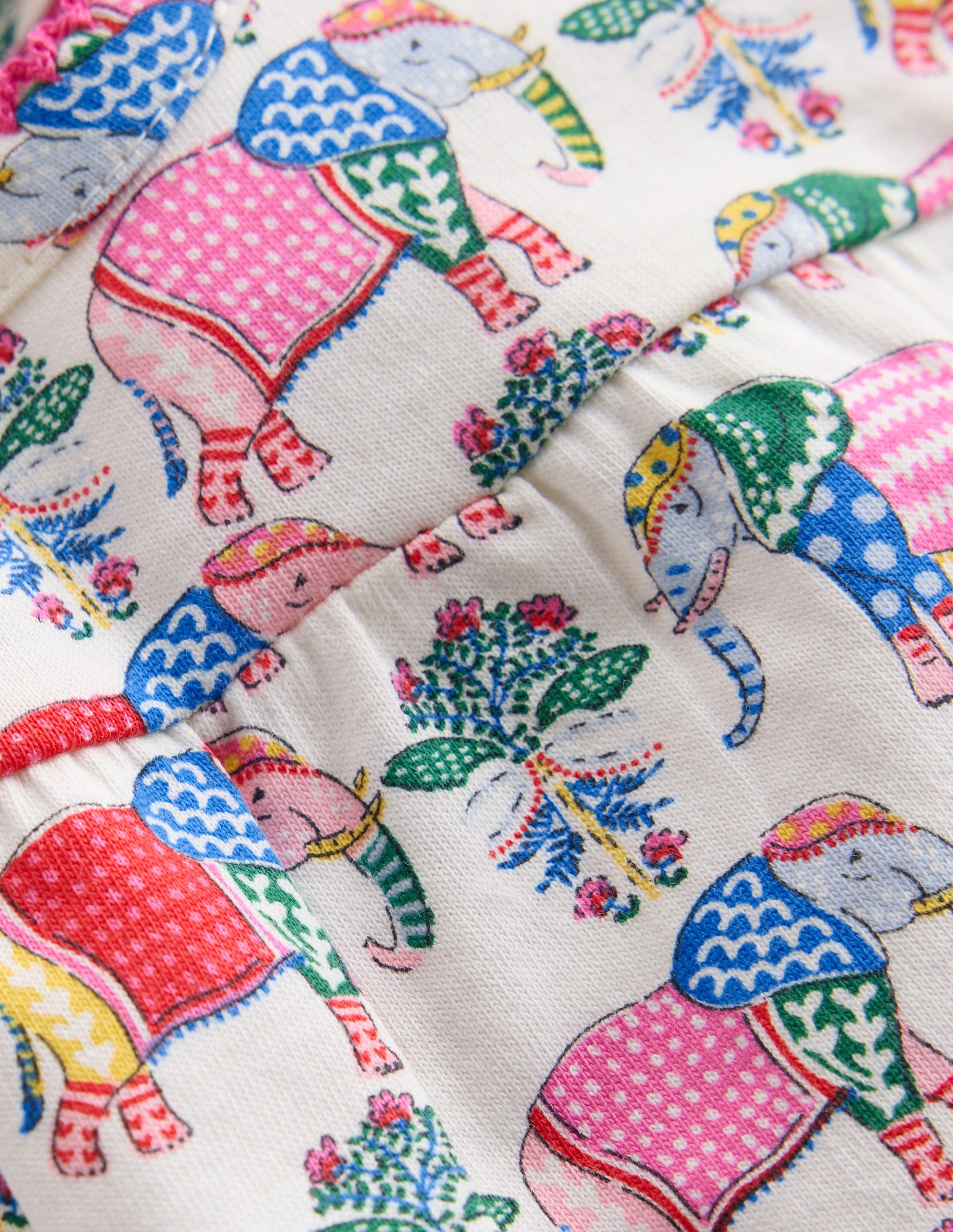 Gerafftes Jerseykleid-Bunt Kleine Elefanten - Image 3