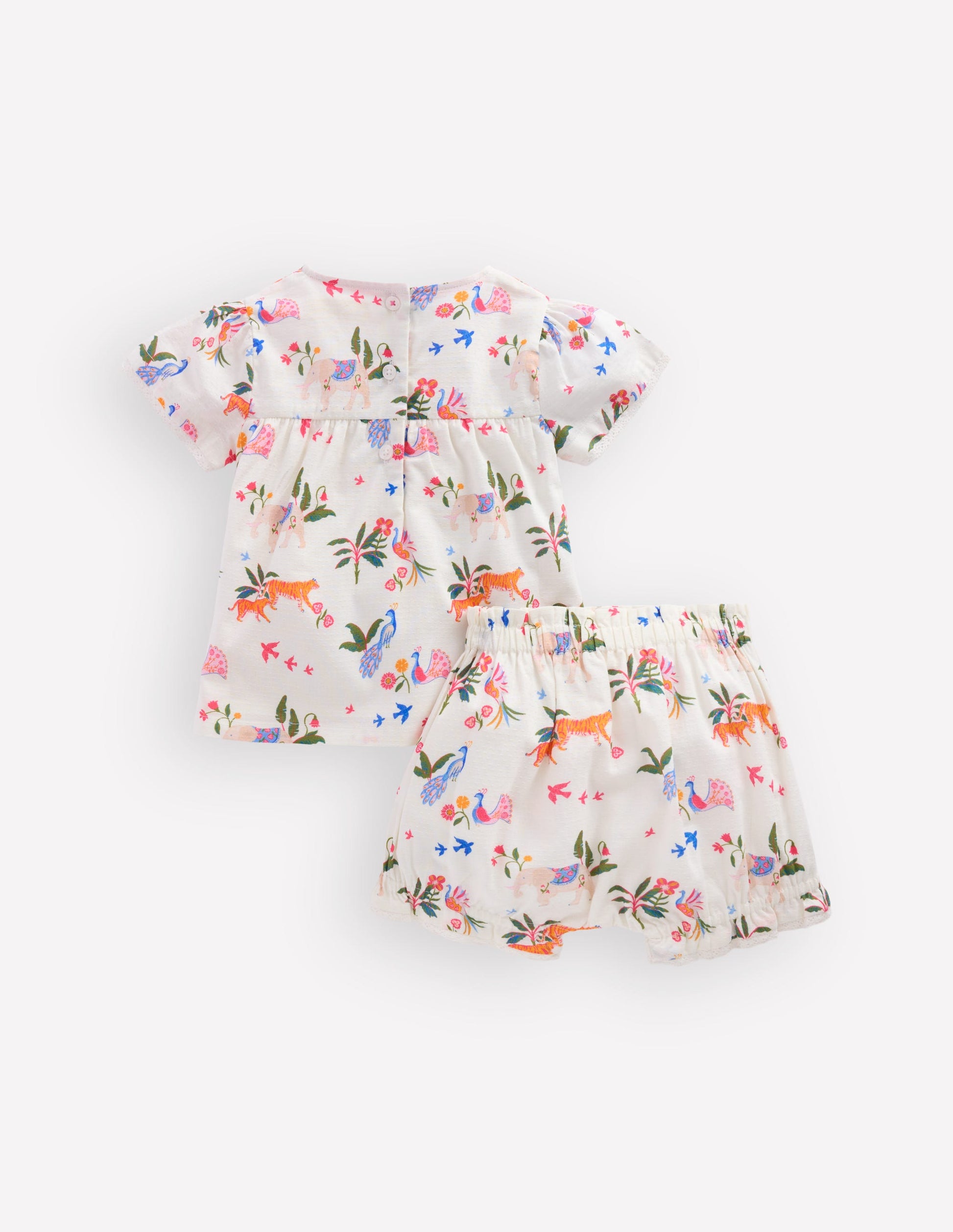 Gewebtes Spielset mit Pumphose-Naturweiß Kleine Tropische Tiere-2