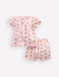 Gewebtes Spielset mit Pumphose-Rosa Vichykaro Blumenmuster