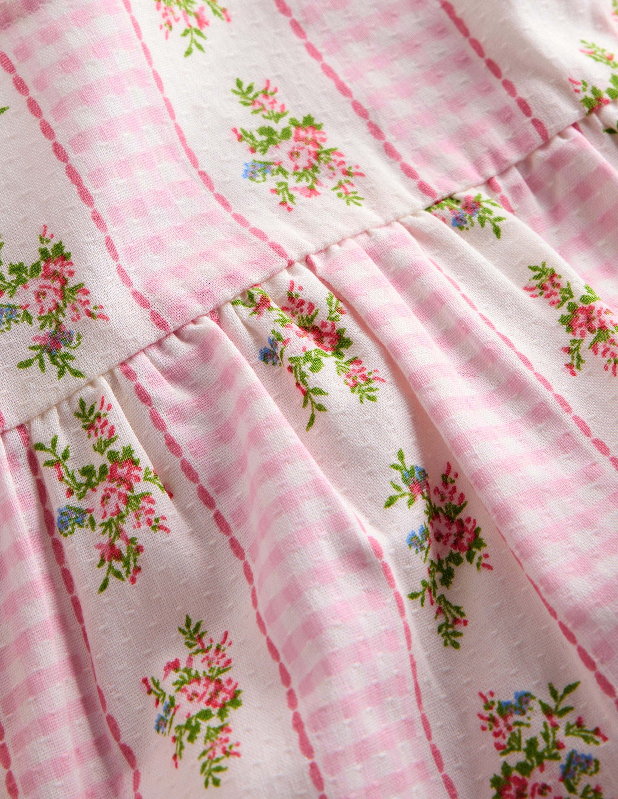 Gewebtes Spielset mit Pumphose-Rosa Vichykaro Blumenmuster - Image 3