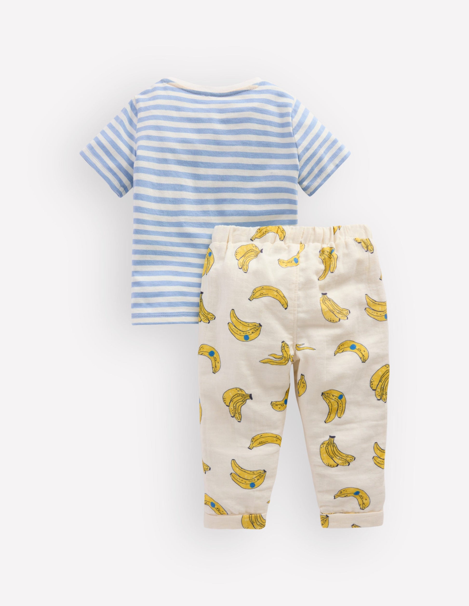 Spielset aus gewebtem Jersey mit Logo-Naturweiß und Blau Streifen Bananen-2