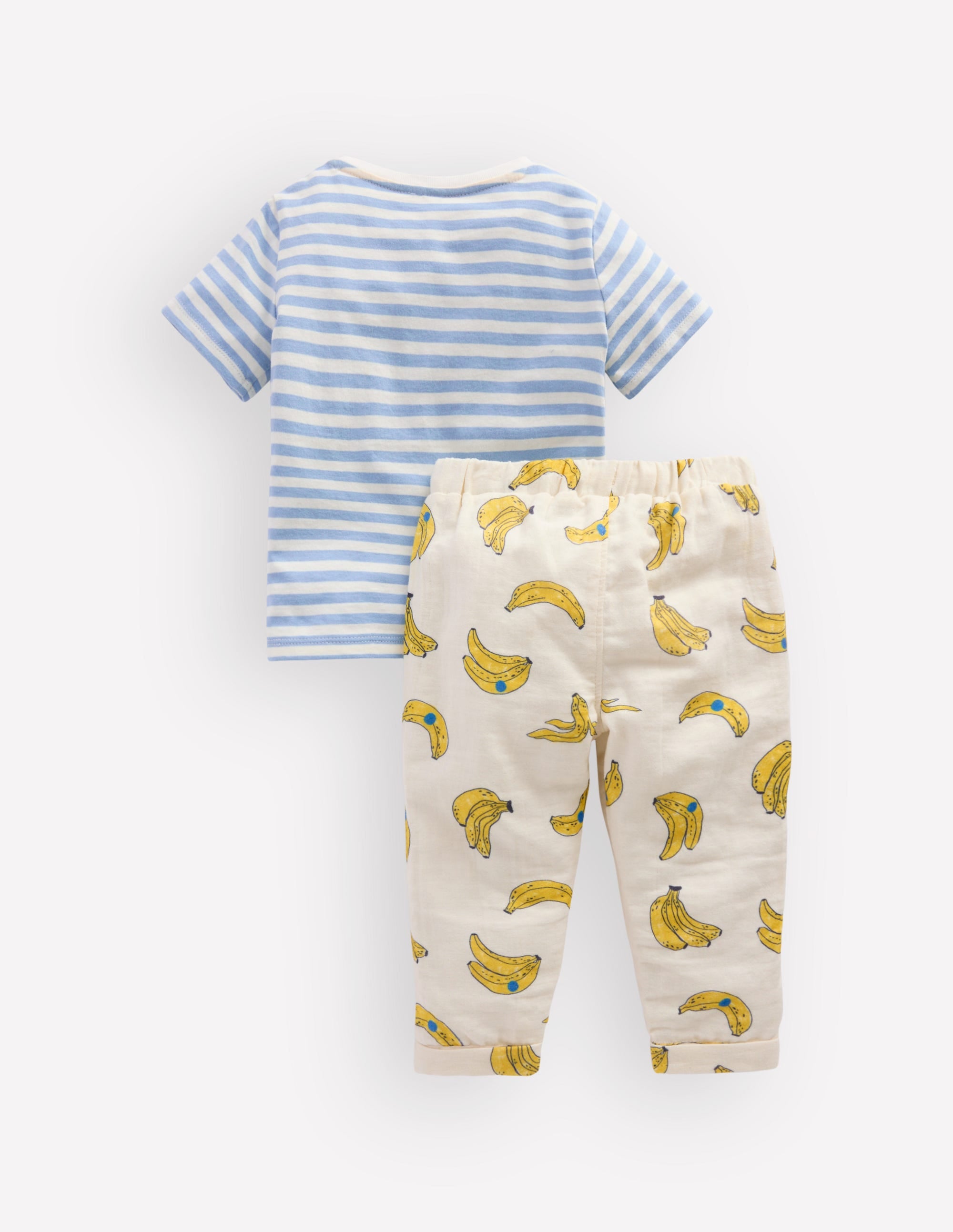 Spielset aus gewebtem Jersey mit Logo-Naturweiß und Blau Streifen Bananen - Image 2