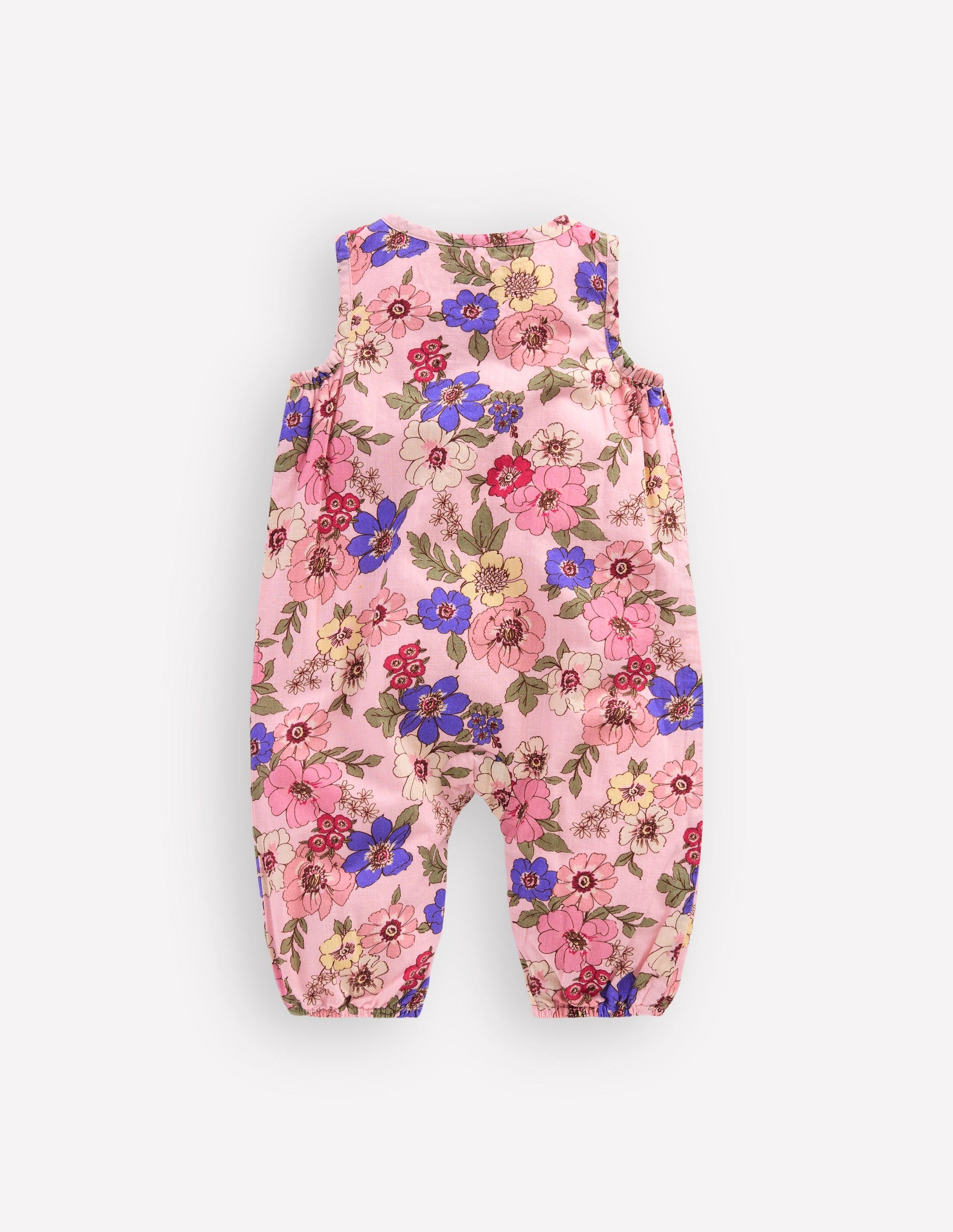 Strampler zum Zuknöpfen für Mädchen-Mittelrosa Blumenmuster-3