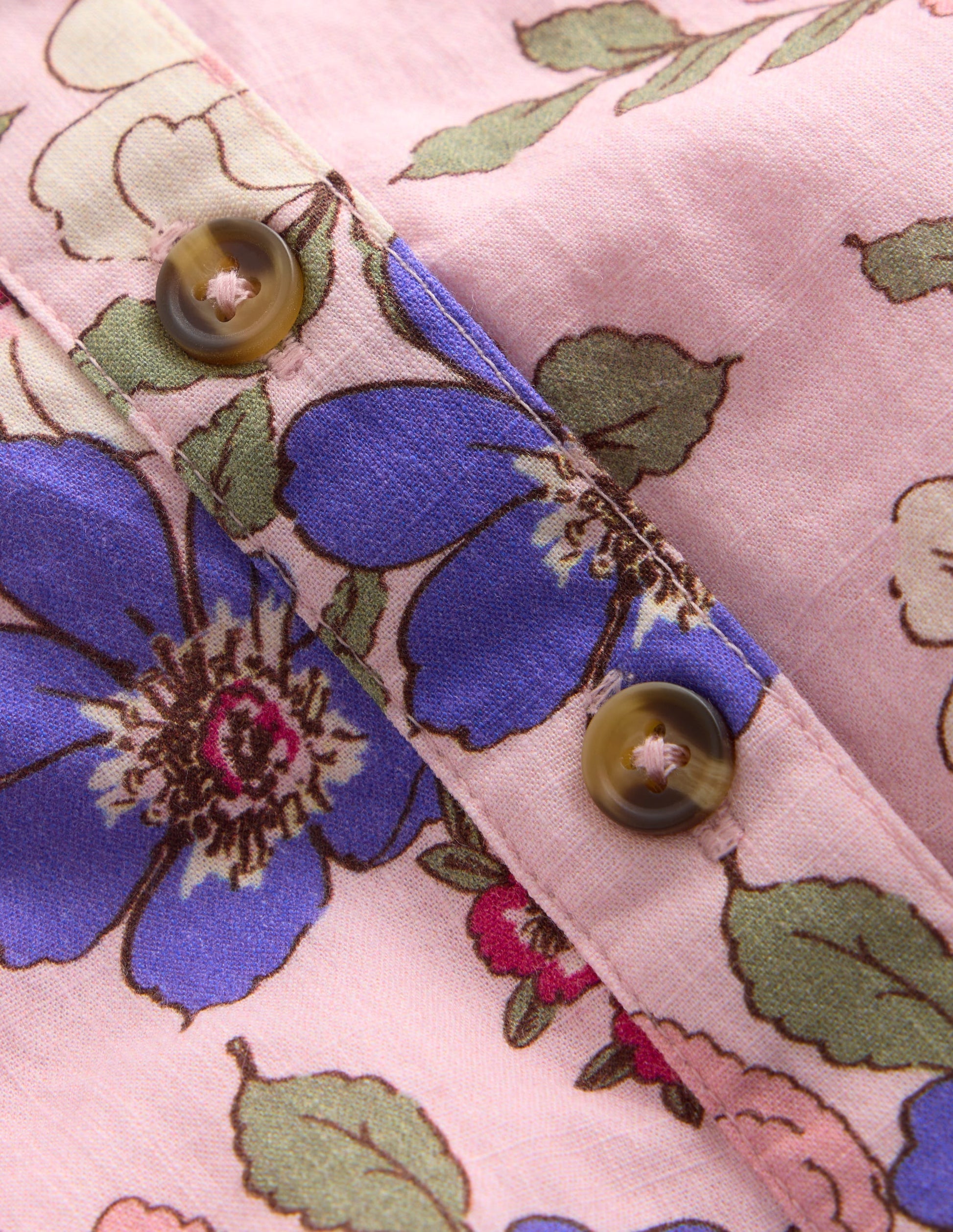 Strampler zum Zuknöpfen für Mädchen-Mittelrosa Blumenmuster-4