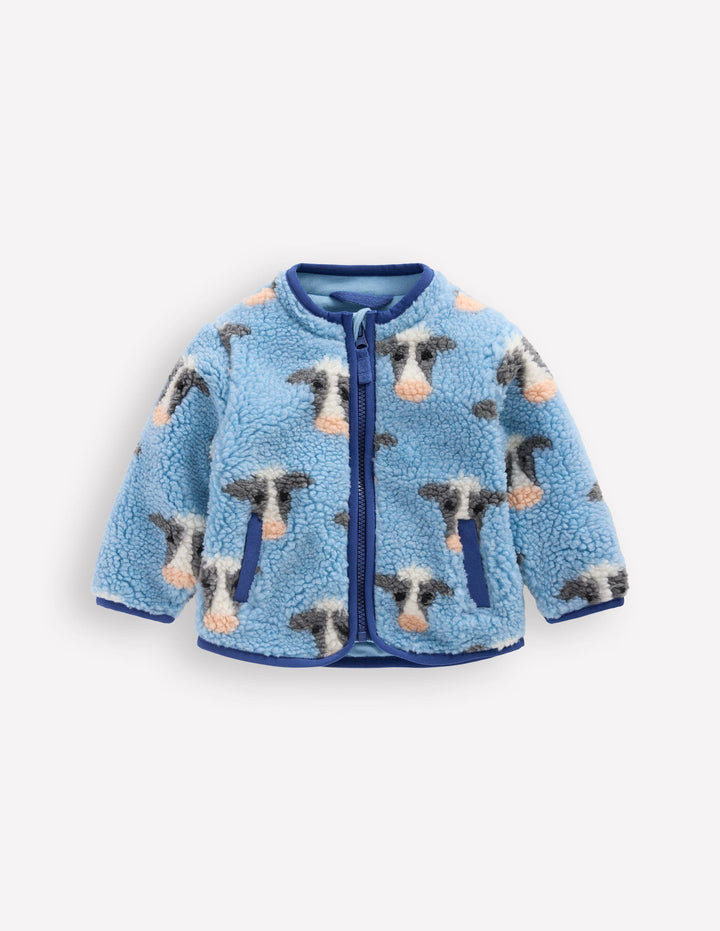 Cosy Borg Jacket-Glacier Blue Cows
