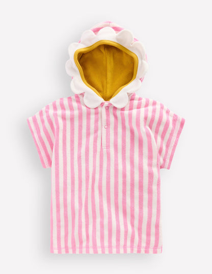 Origineller Frottee-Badeponcho-Rosa, Blume-1