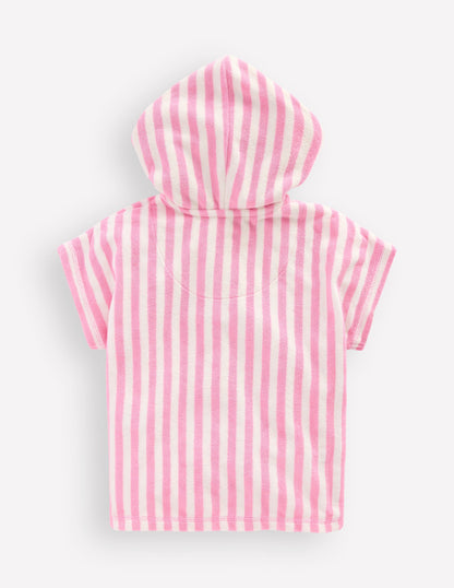 Origineller Frottee-Badeponcho-Rosa, Blume-2