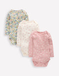 3 bodies en pointelle-Motif petites fleurs multi