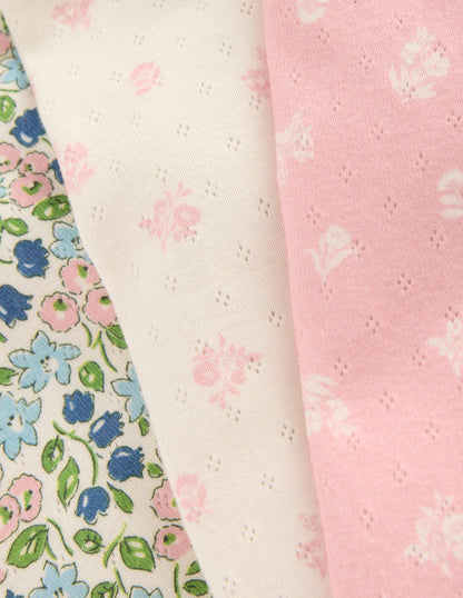 3 leggings en pointelle-Motif petites fleurs multi-2