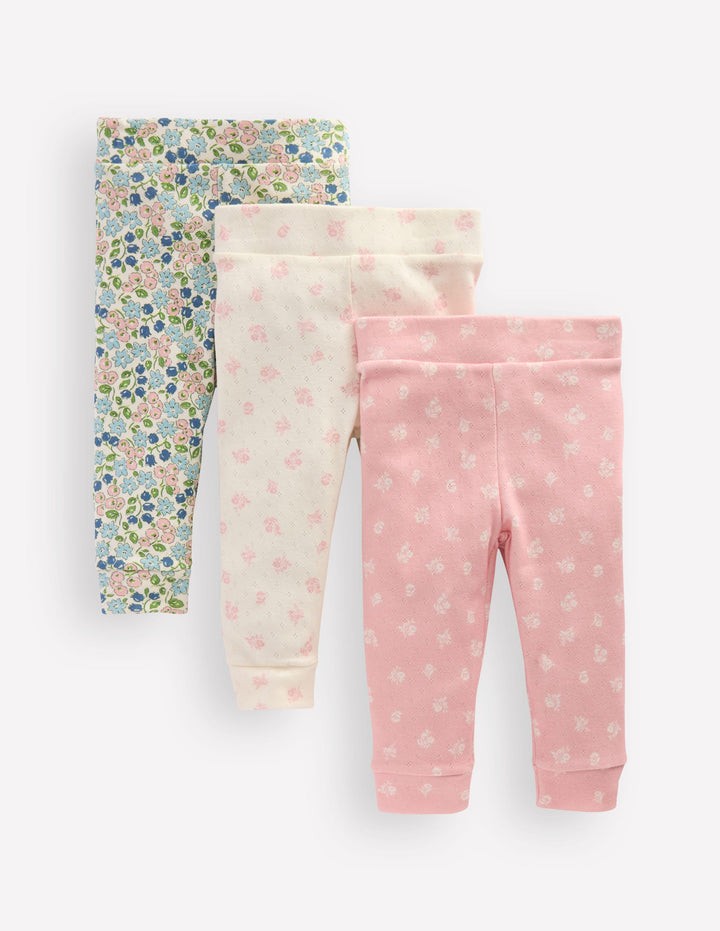 3 leggings en pointelle-Motif petites fleurs multi