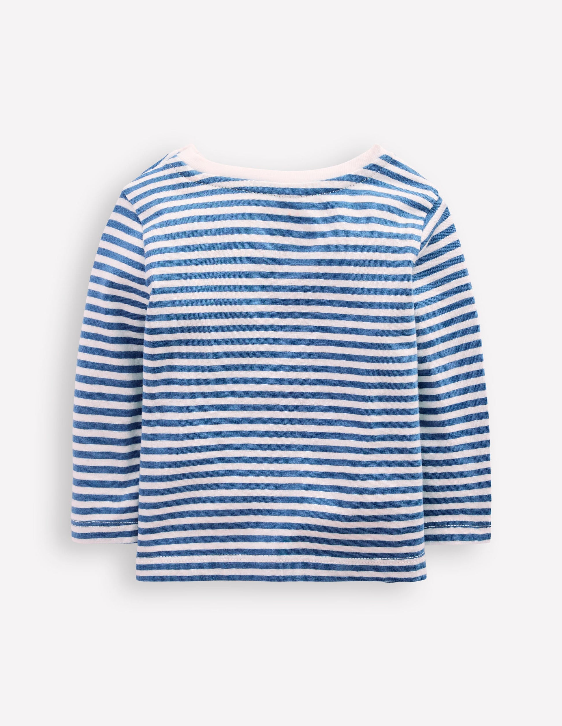 Long Sleeve Applique T-Shirt-Blue Stripe Tractors-2