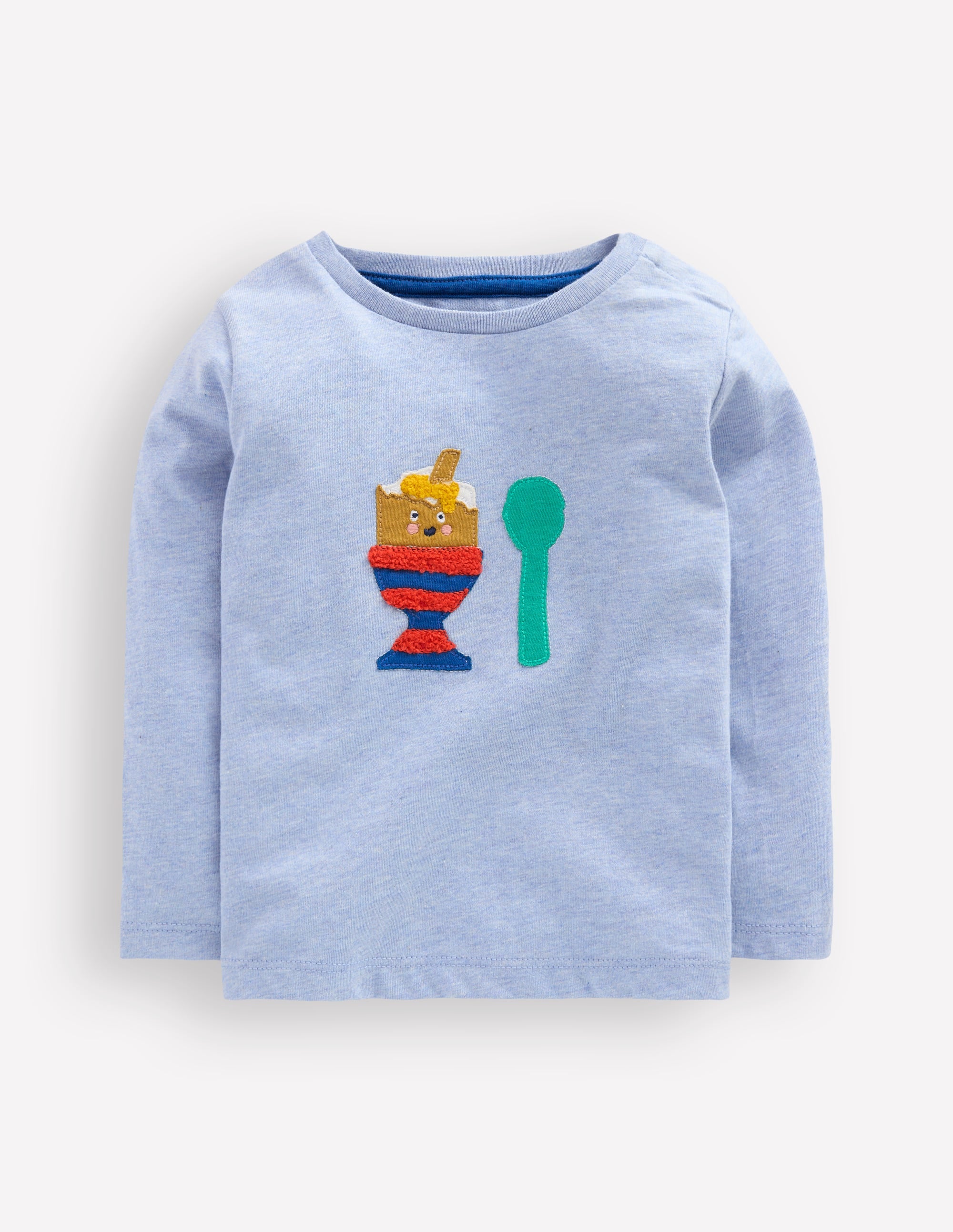 Long Sleeve Appliqué T-shirt-Light Blue Dippy Egg - Image 1