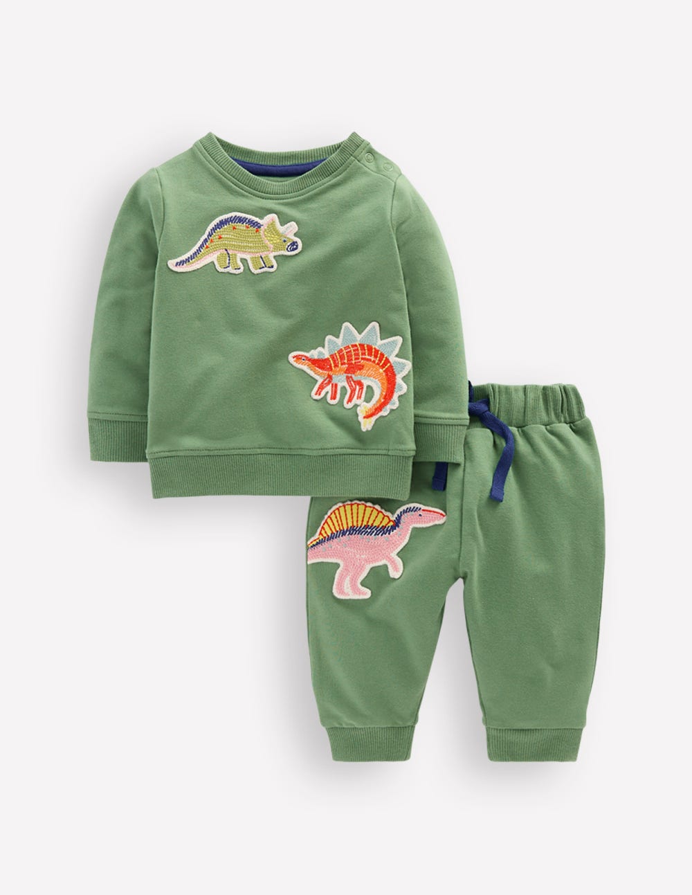 Sweatshirt-Spielset-Salbeigrün Dinosaurier