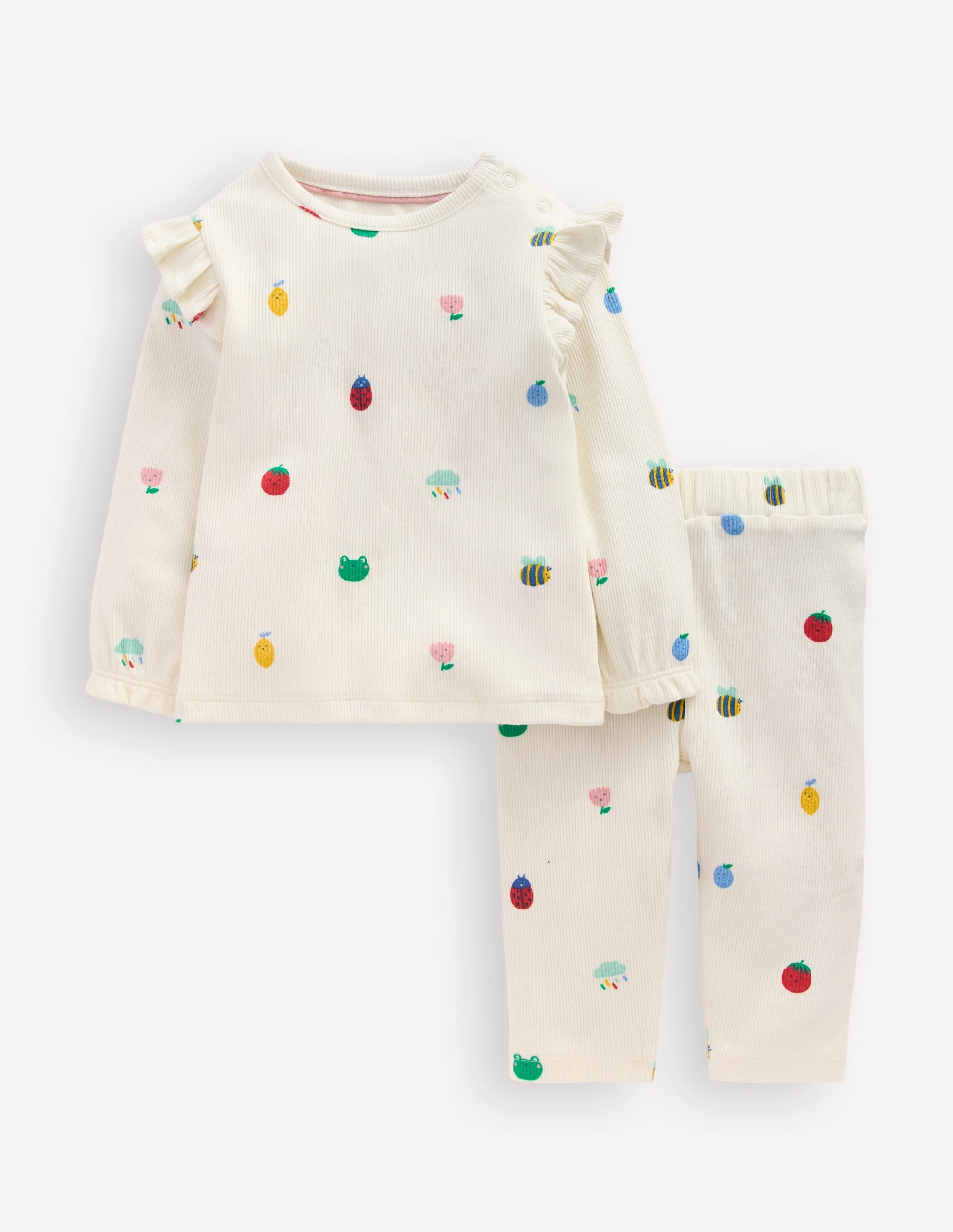 Spielset aus geripptem Jersey-Sanftes Naturweiß Frühlingsmotive - Image 1