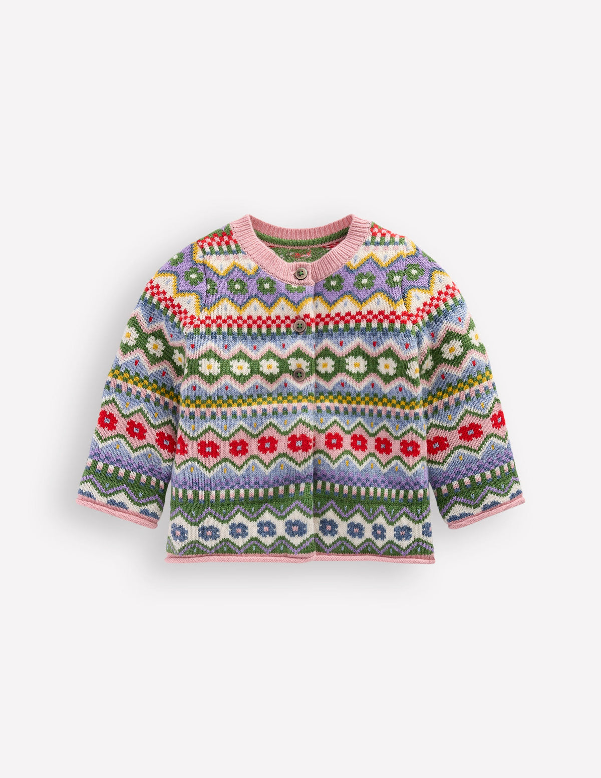 Edie Fair-Isle-Strickjacke-Bunt Blumenmuster Fair-Isle - Image 1