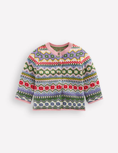 Edie Fair-Isle-Strickjacke-Bunt Blumenmuster Fair-Isle-1