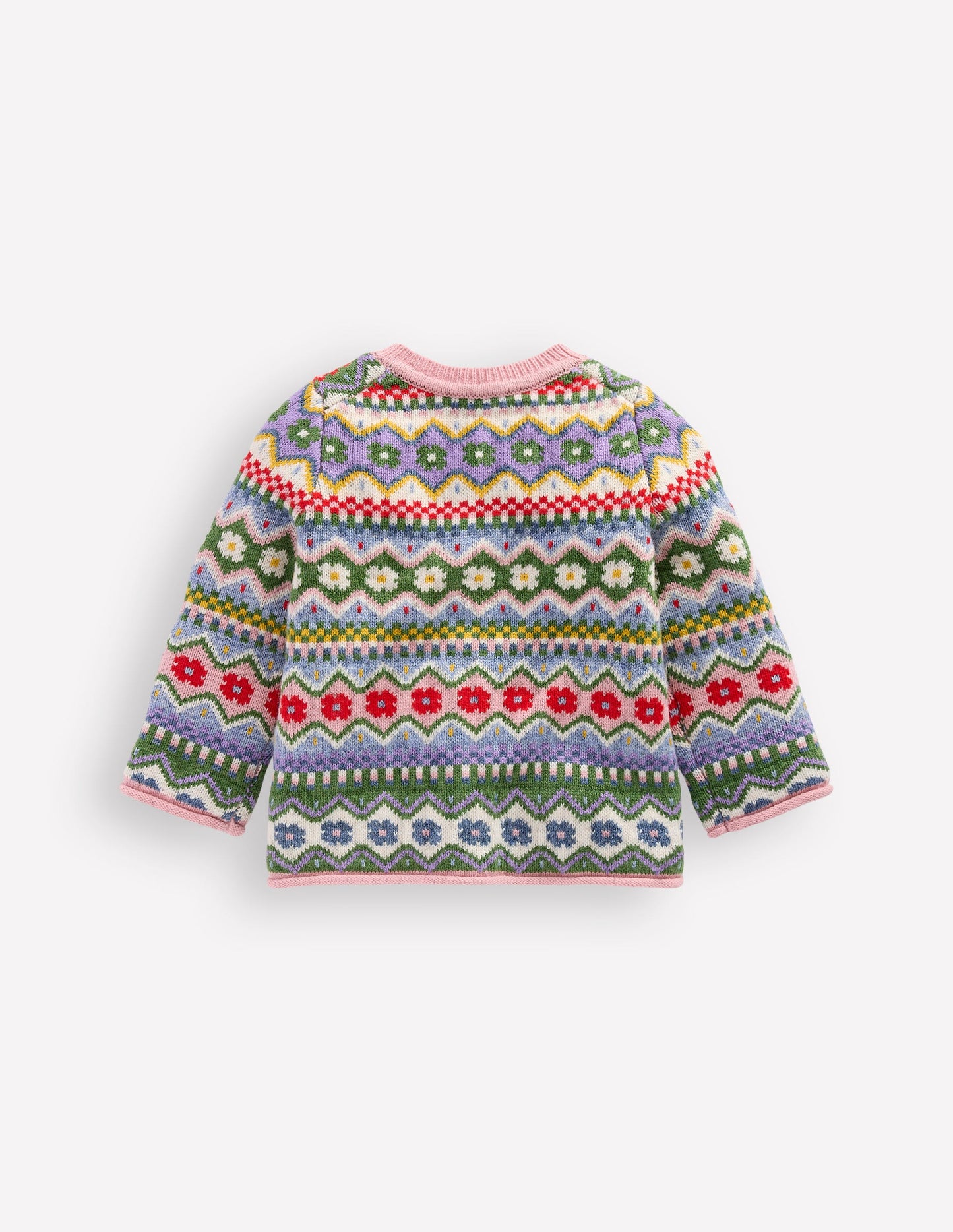 Edie Fair-Isle-Strickjacke-Bunt Blumenmuster Fair-Isle
