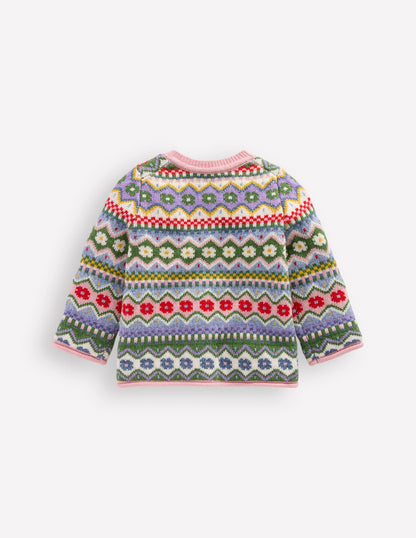 Edie Fair-Isle-Strickjacke-Bunt Blumenmuster Fair-Isle-2