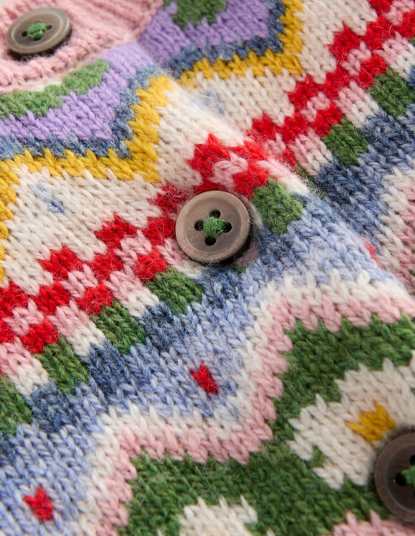 Edie Fair-Isle-Strickjacke-Bunt Blumenmuster Fair-Isle