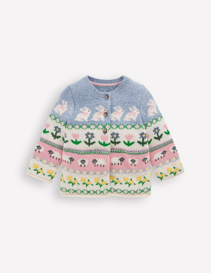 Edie Fair-Isle-Strickjacke-Bunt Ostern